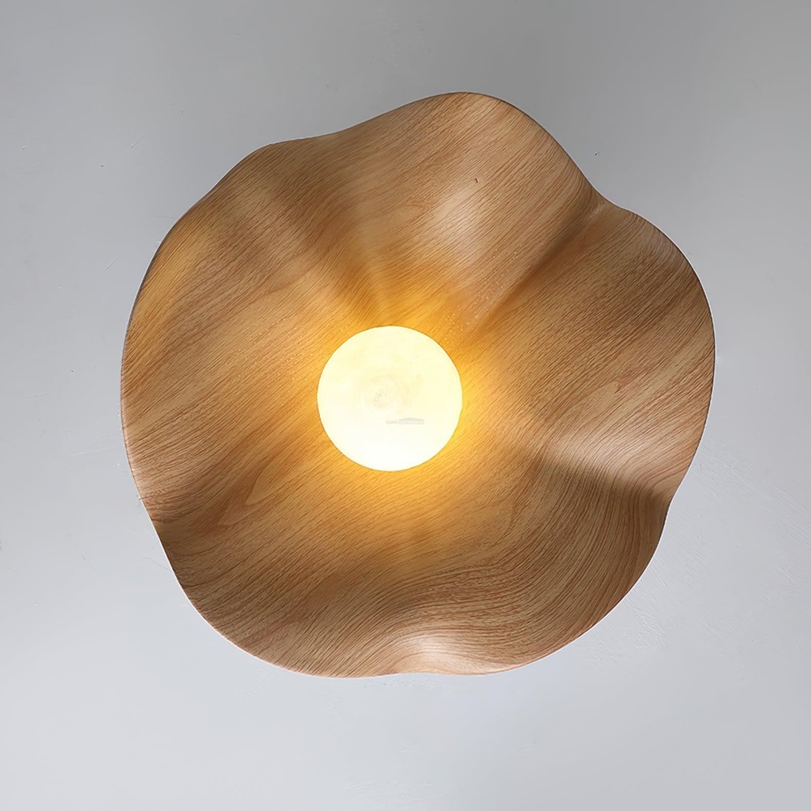 Lotus Leaf Ceiling Lamp 11''/15.7'' - Semi Flush Mounts, Wood-1-Luxehomezone