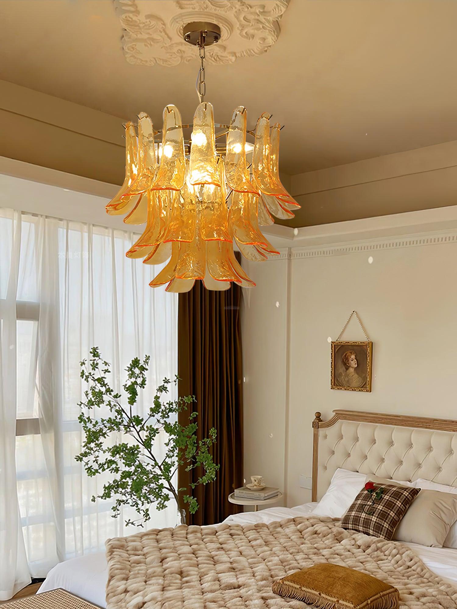 Glass Leaf Cascade Chandelier with 3/4 layer - Luxehomezone