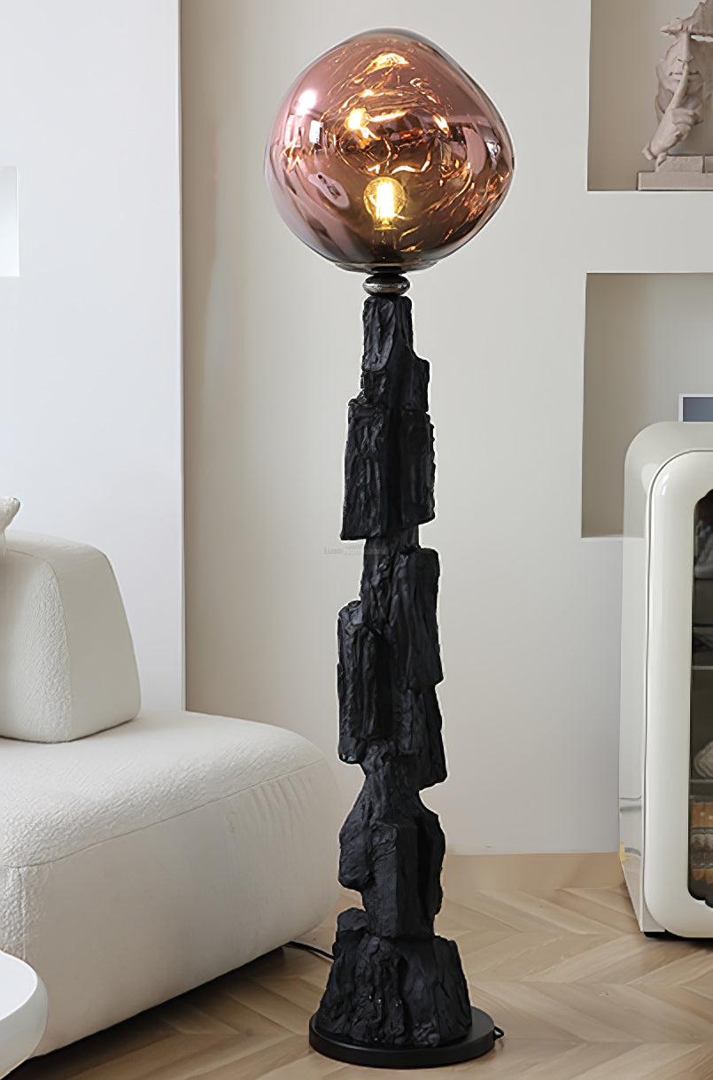 Lava Floor Lamp with Charcoal Color - Black  & Rose gold, Lava-1-Luxehomezone