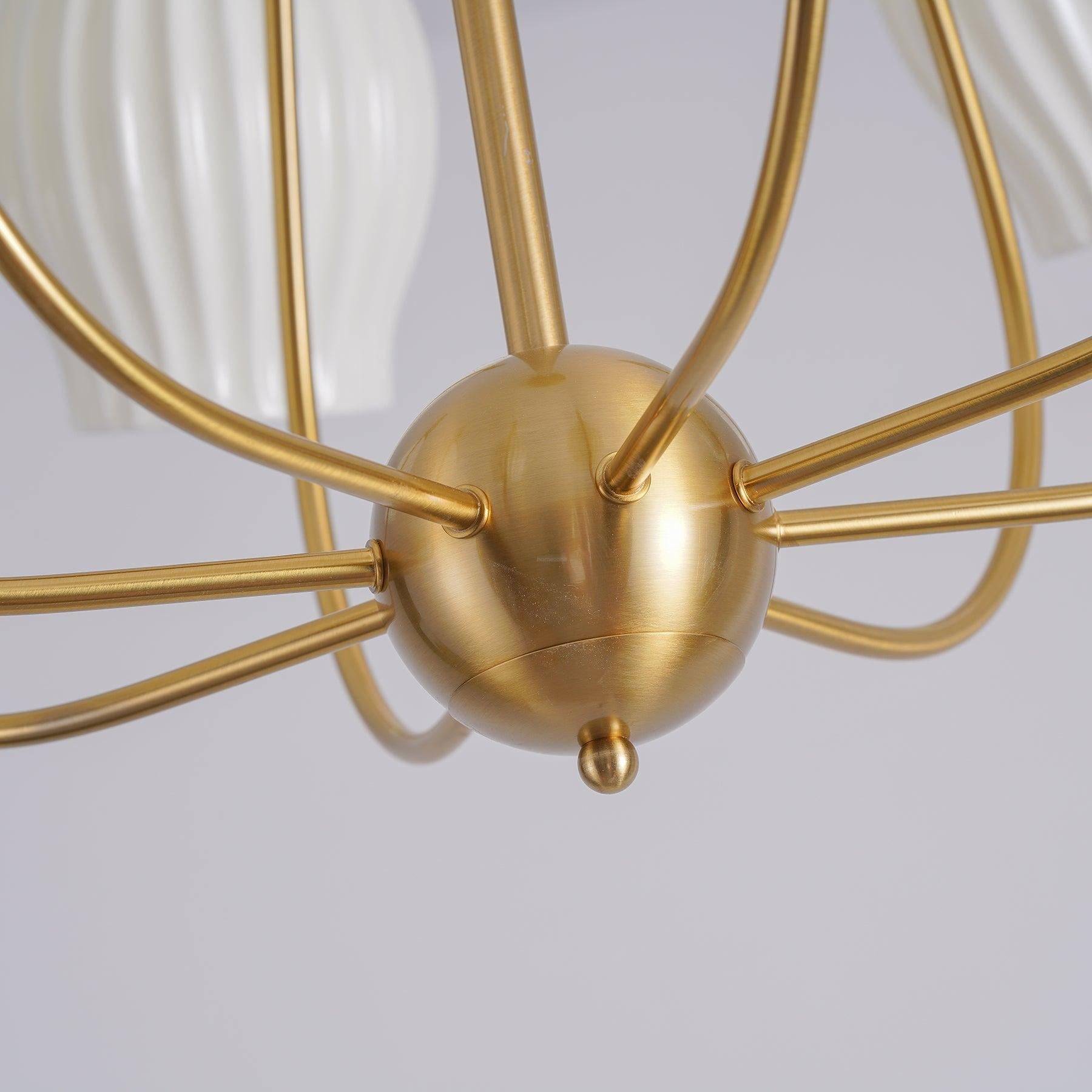 Ceramic Ribbed Chandelier with 4/6/8 heads - Flower Ceramic-1-Luxehomezone