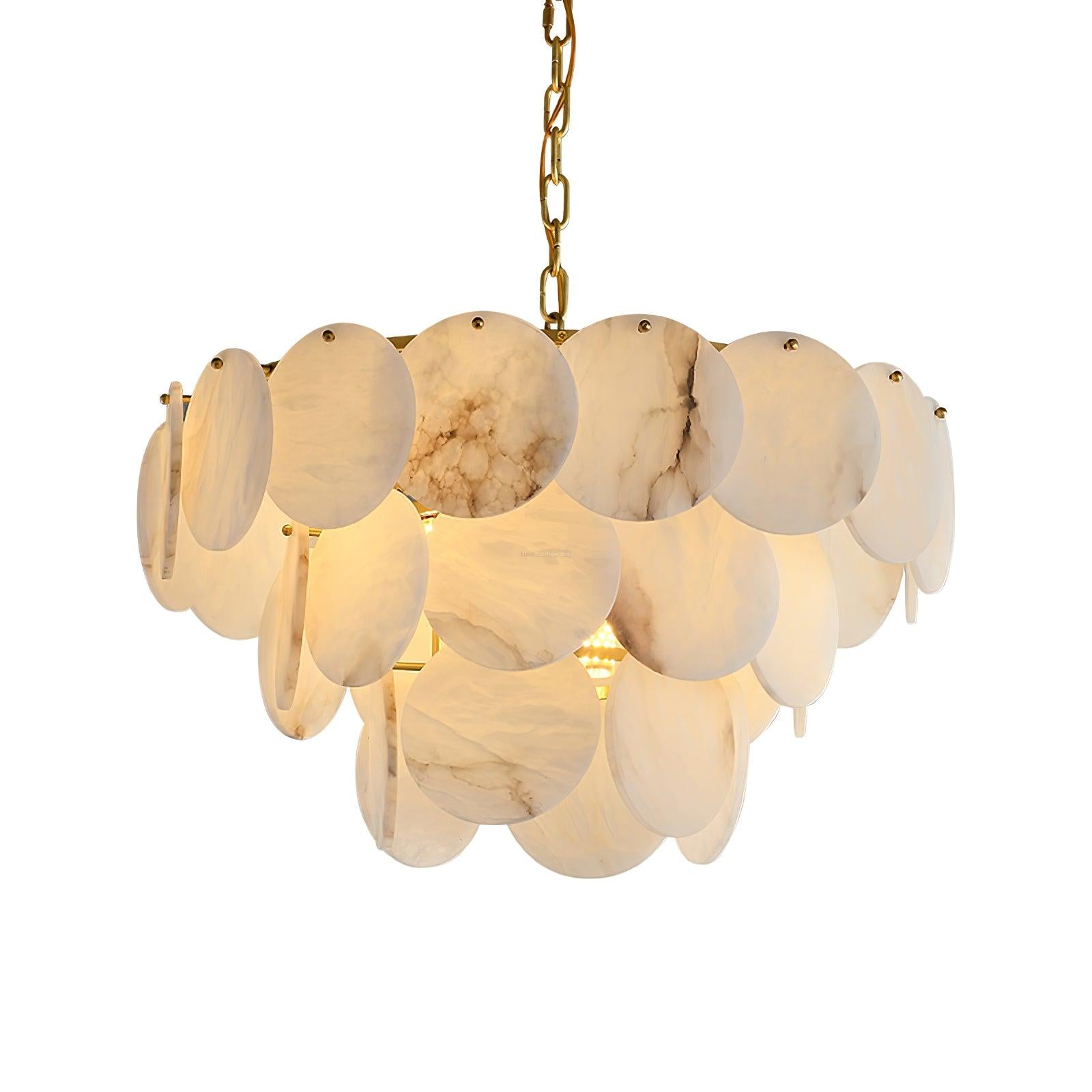 Alabaster Shell Brass Chandelier with 2/3/4/5/6 layer - Alabaster, Alabaster Chandelier-1-Luxehomezone