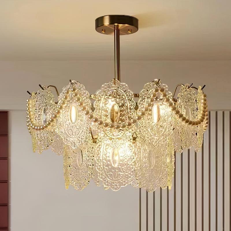 Wave Pearl Style Chandelier - Cylinder-1-Luxehomezone