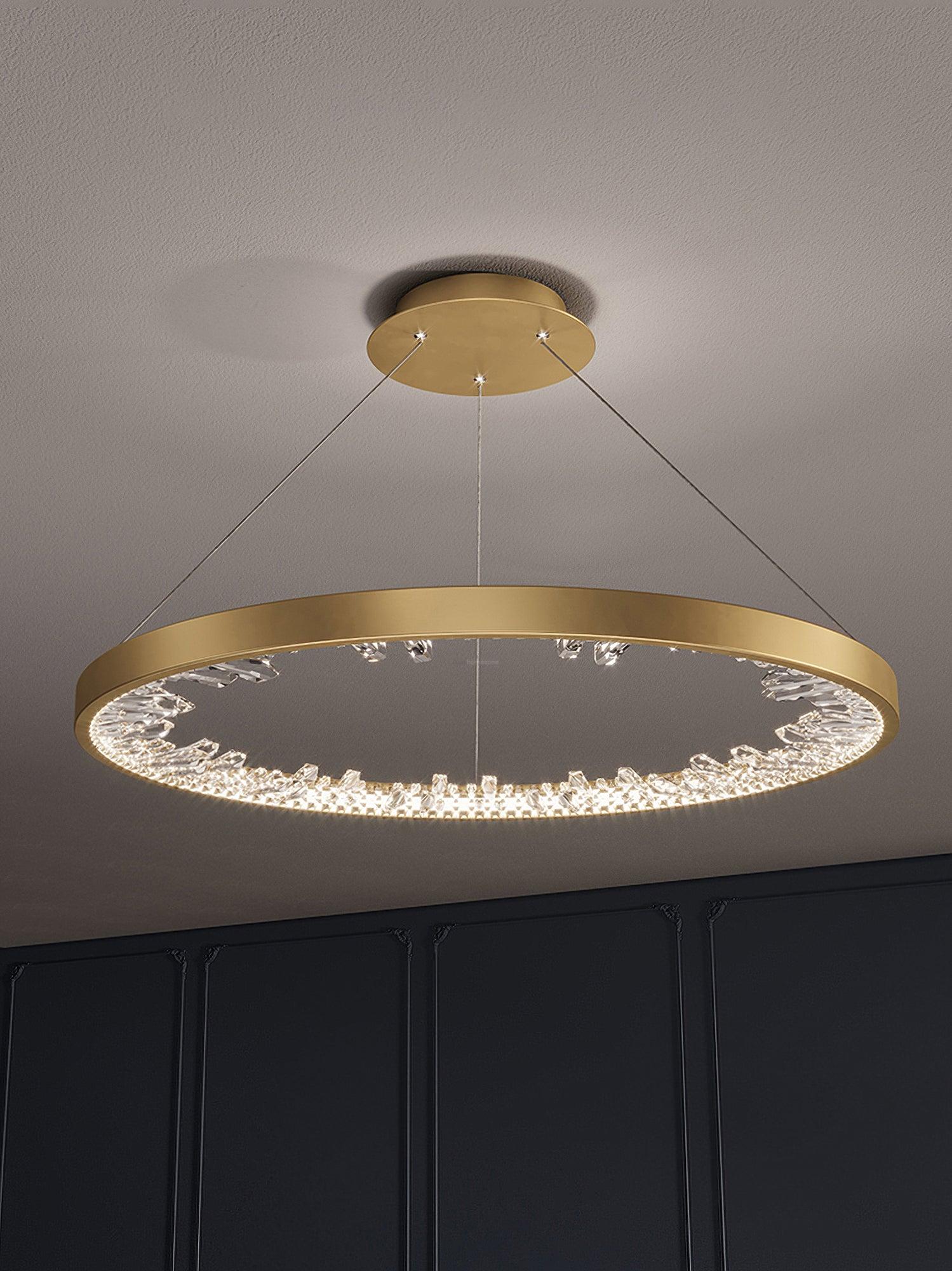Luxury Circle Crystal Chandelier ∅ 15.7″ - Crystals-1-Luxehomezone