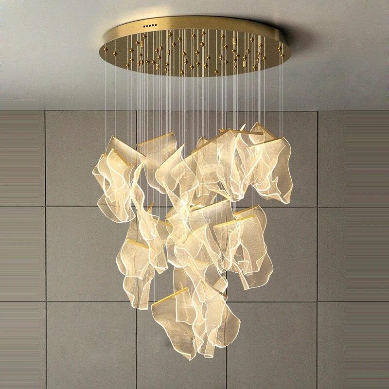 Acrylic Staircase Chandelier - Helia-1-Luxehomezone