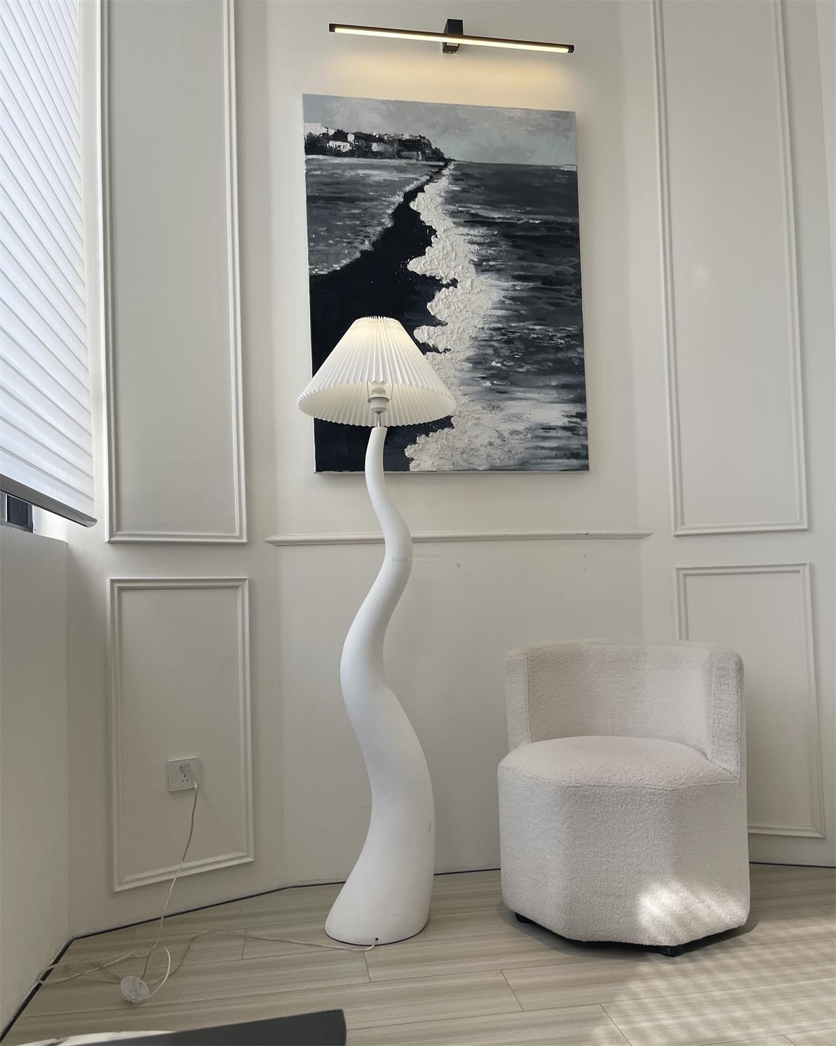 Twisted Pleated Floor Lamp ∅ 17.7″ - Fabric-1-Luxehomezone