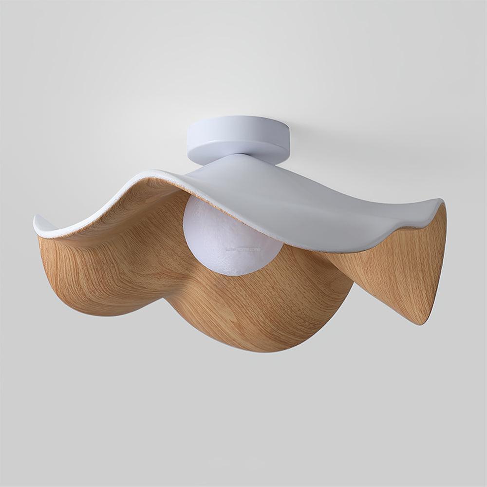 Lotus Leaf Ceiling Lamp 11''/15.7'' - Semi Flush Mounts, Wood-1-Luxehomezone