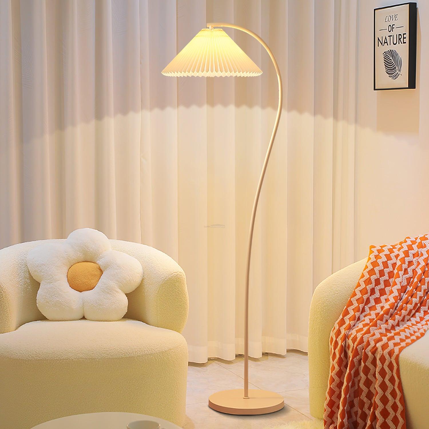 Crescini Pleated Floor Lamp ∅ 11.8″ - Drapery-1-Luxehomezone