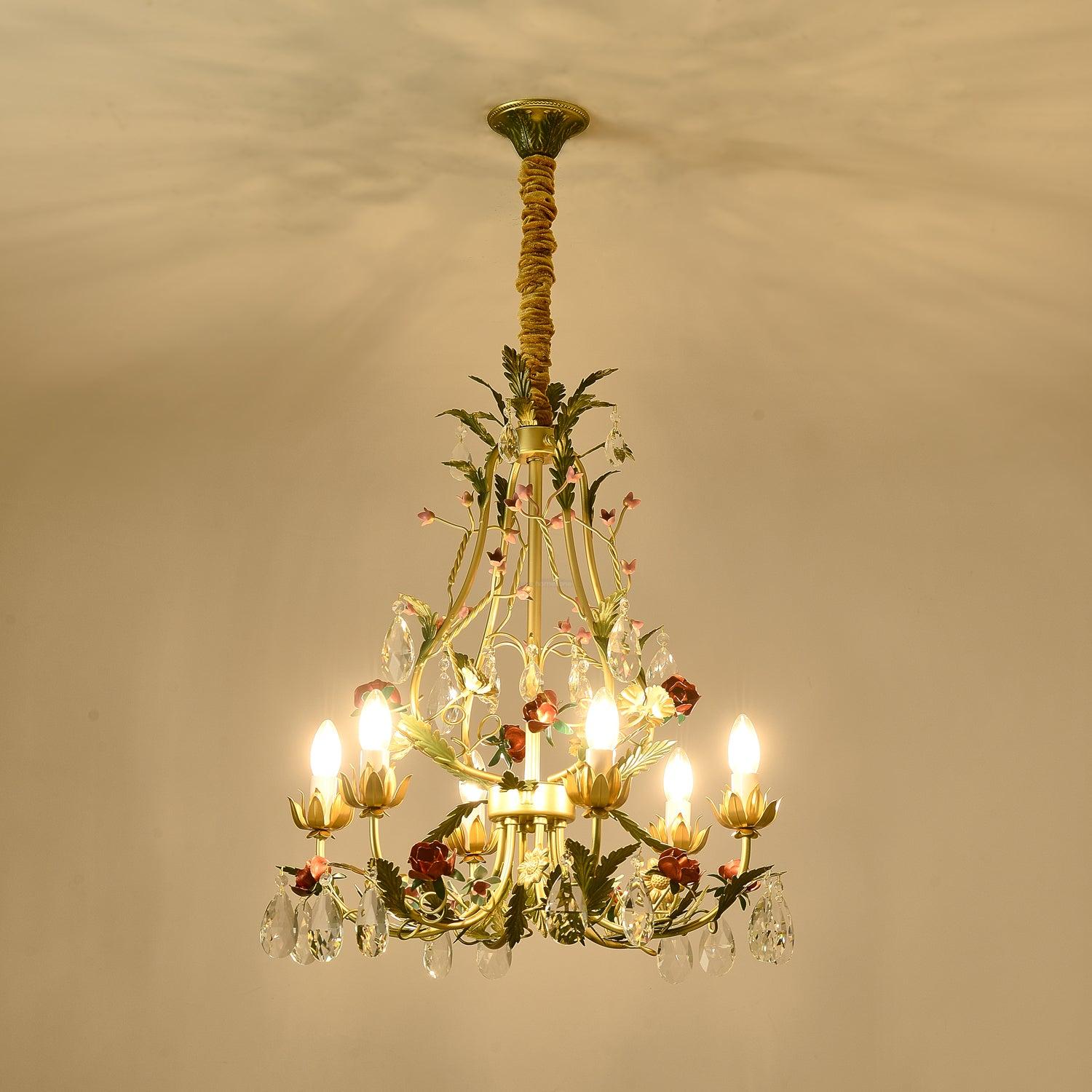 Candle Style Rose Love Chandelier with 6/8 heads - Candle-1-Luxehomezone