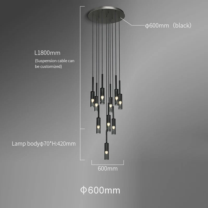 Radiant Stairway Smoky Gray Pendant Chandelier (10 Lights)