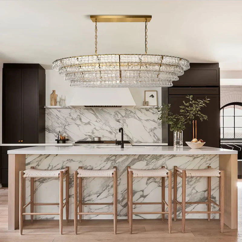 Art Glass Ghiaccio Oval Chandelier - All Products, Best Sellers, Chandelier, Ghiaccio Series, Glass- Chandelier1-Luxehomezone