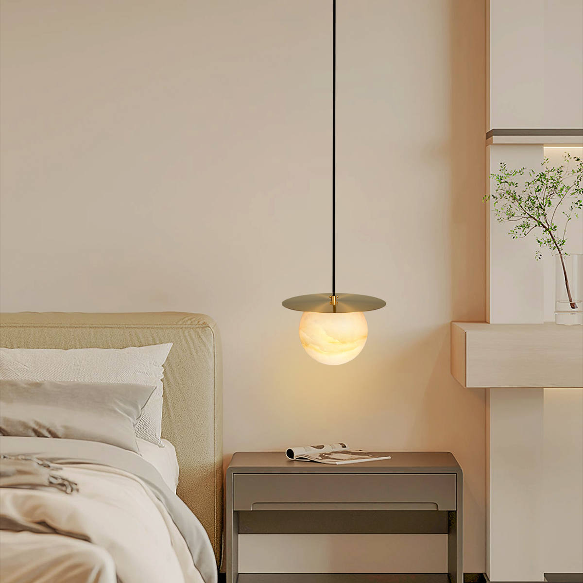 Borra Alabaster Pendant Light - Alabaster, Alabaster Pendant, Optimized-1-Luxehomezone