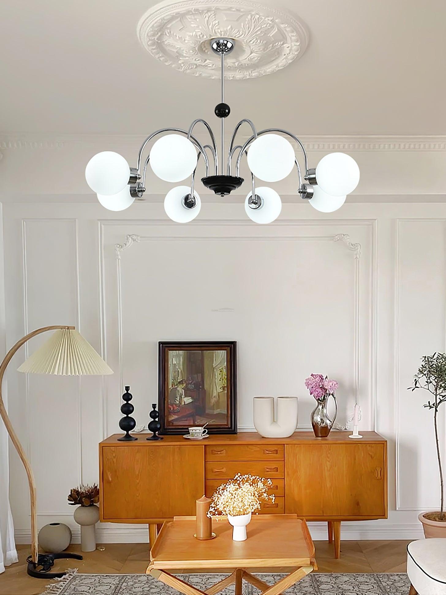 Yisu Glass Globe Chandelier with 3/4/5/6/8 heads - Bend, Marshmallow Chandelier, Optimized-1-Luxehomezone