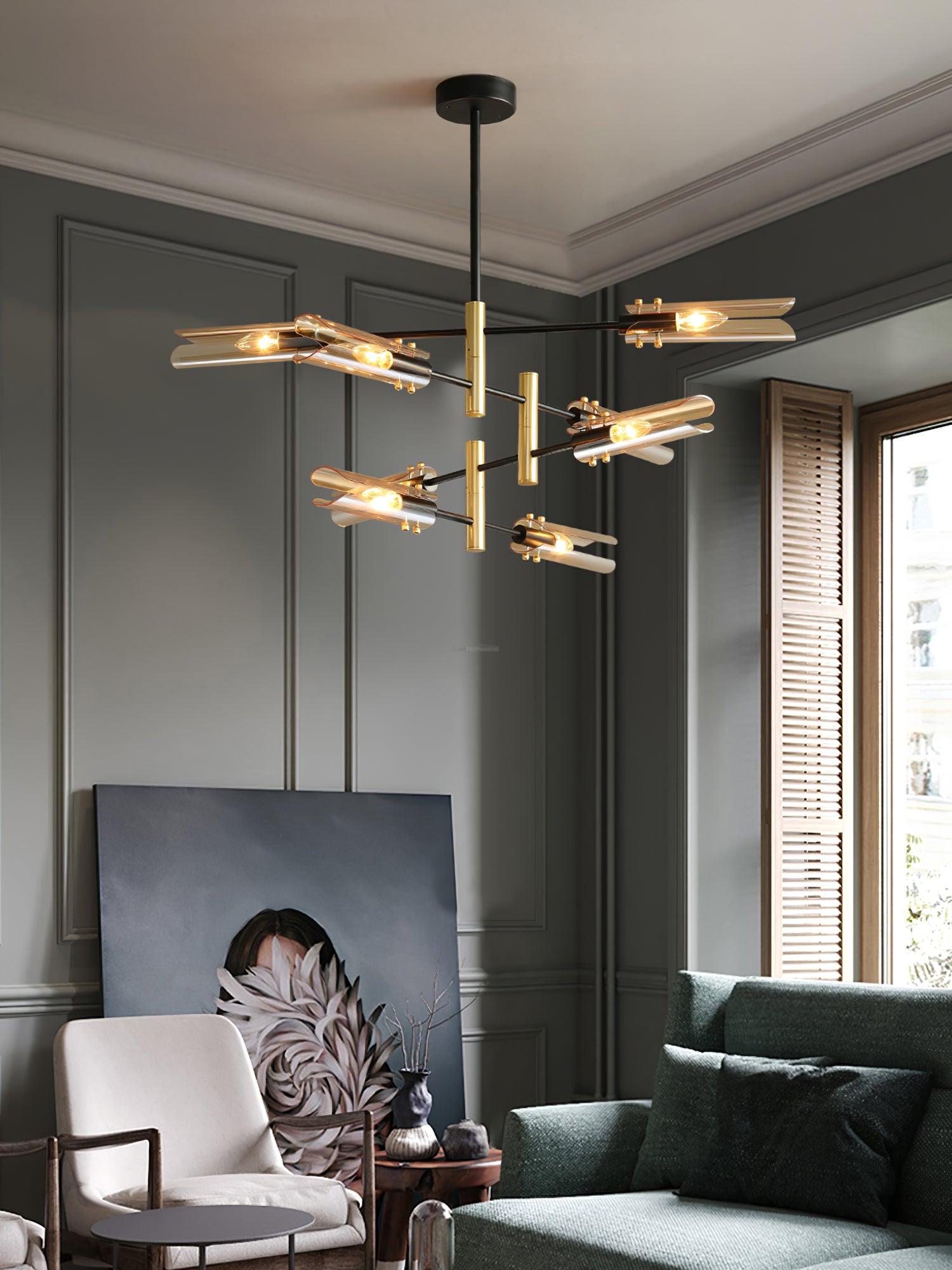 Astrid Double Chandelier with 4/6/8 heads - Tube-1-Luxehomezone