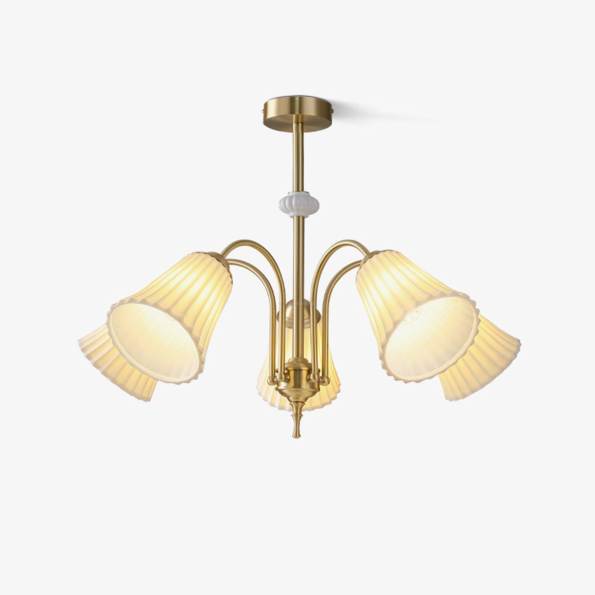 Medieval Ceramic Trumpet Chandelier with 3/5/8 lamps - Flower Ceramic-1-Luxehomezone