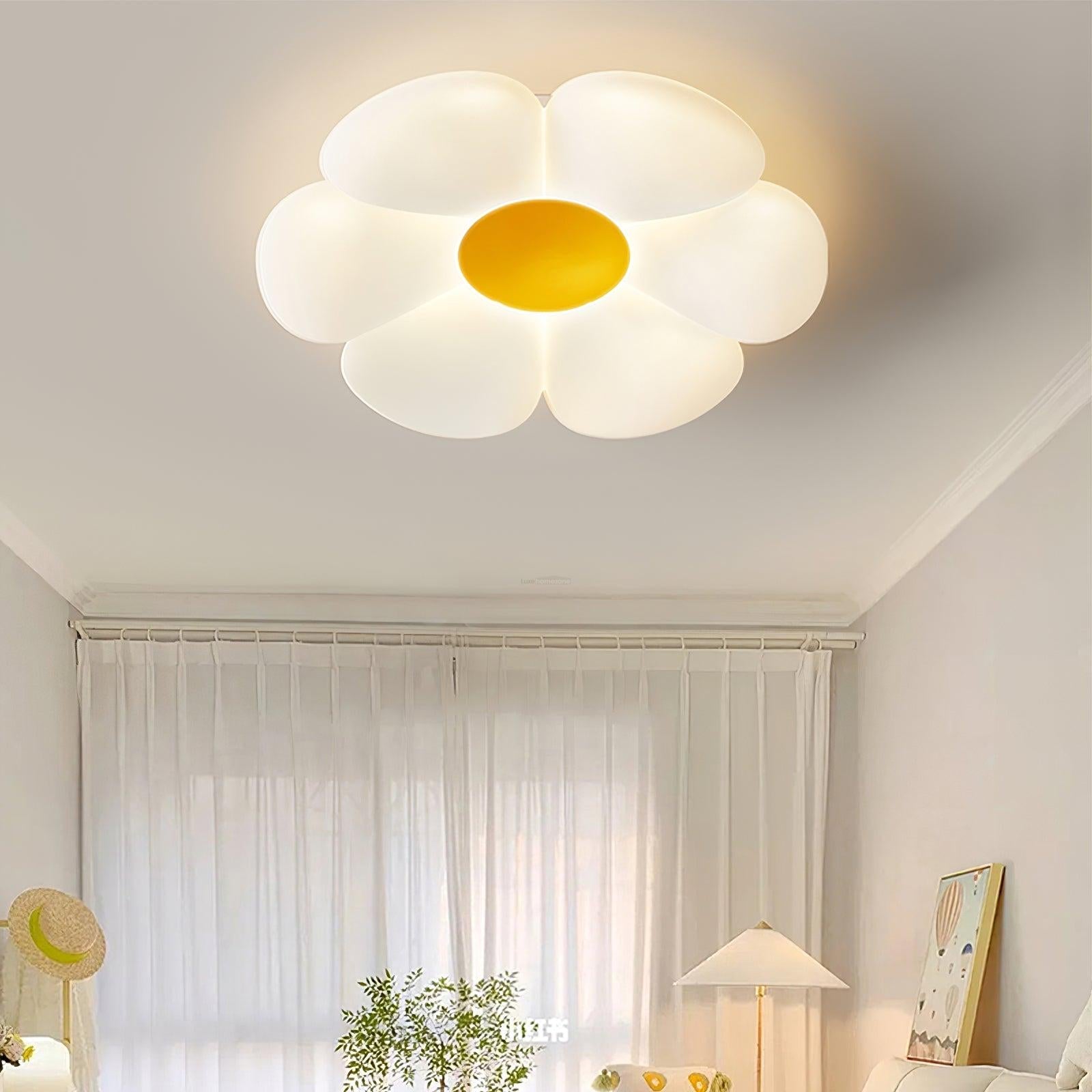 Six-leaf Flower Kids Room Ceiling Lamp  ∅ 19.7″ - Candy, Flush Mounts, Green, Pink, White, Yellow-1-Luxehomezone