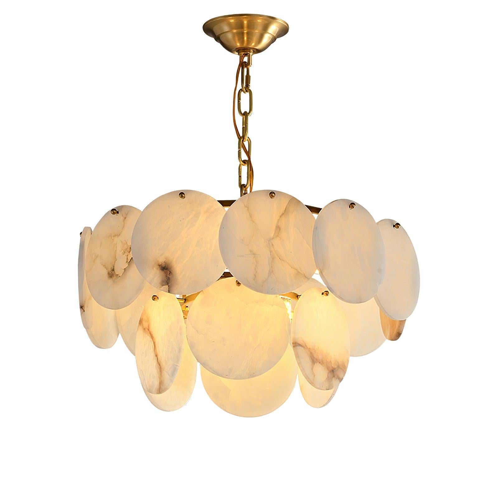 Alabaster Shell Brass Chandelier with 2/3/4/5/6 layer - Alabaster, Alabaster Chandelier-1-Luxehomezone