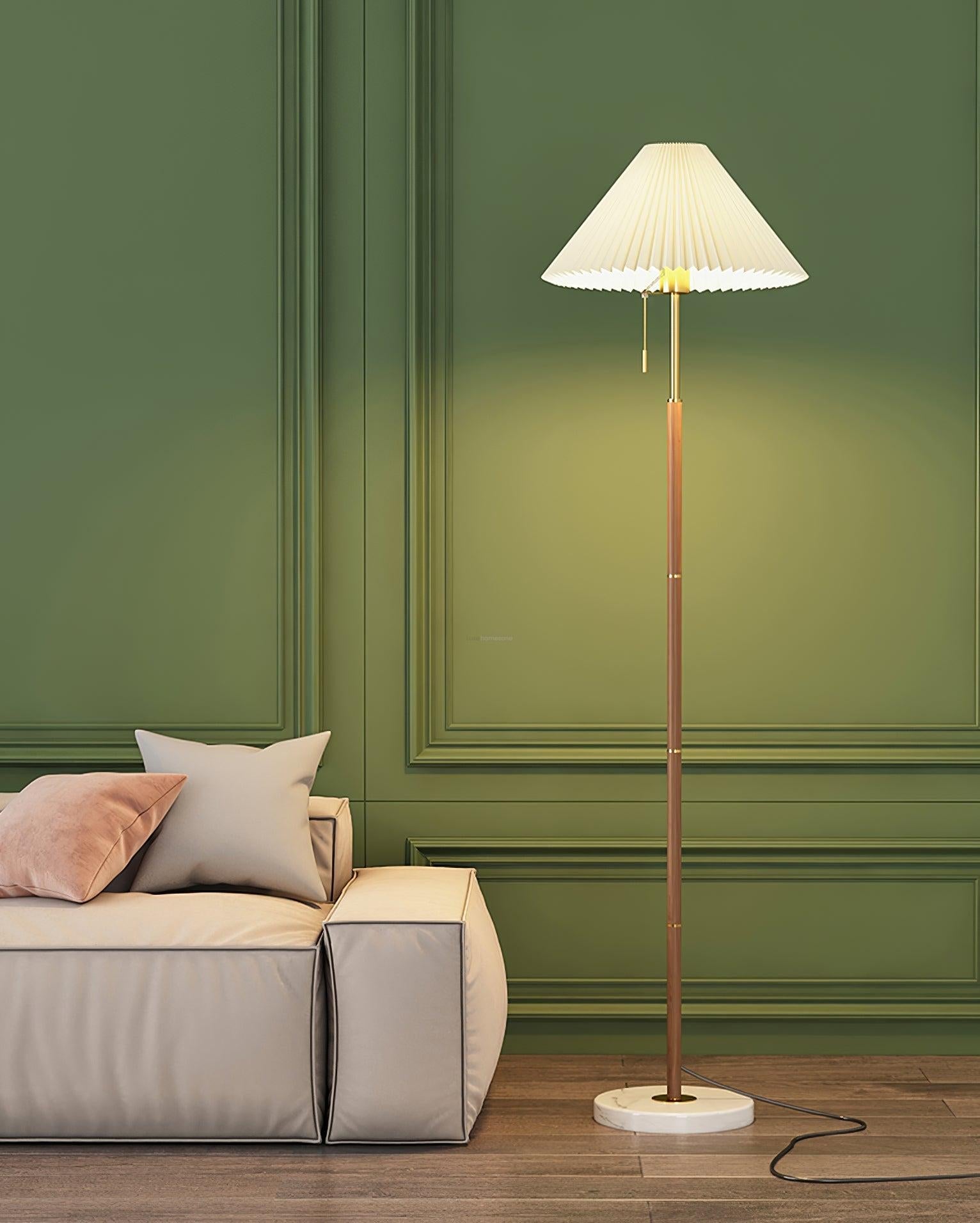 Vintage Pleated Floor Lamp ∅ 11″ - Drapery-1-Luxehomezone