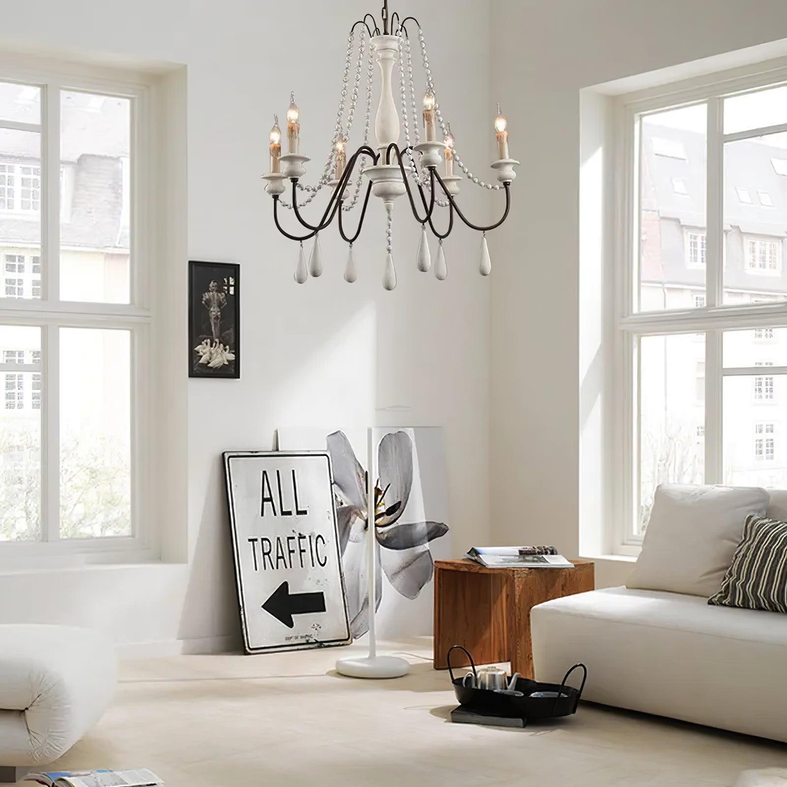Candle Style Beaded Chandelier Φ 29.5″ - Candle-1-Luxehomezone