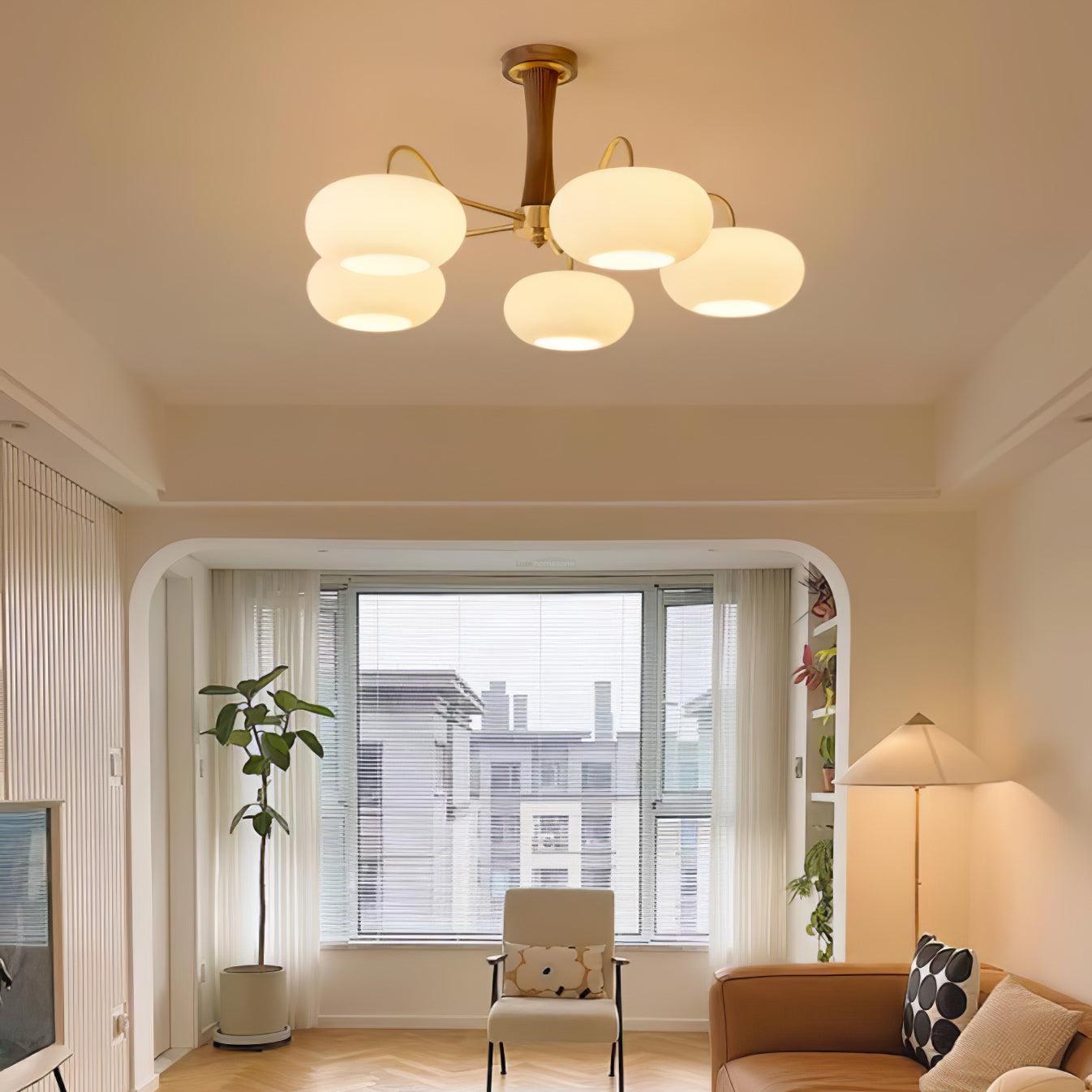 Brass Wooden Persimmon Ceiling Light For Living Room - Glass Chandelier, Persimmon, Semi Flush Mounts-1-Luxehomezone