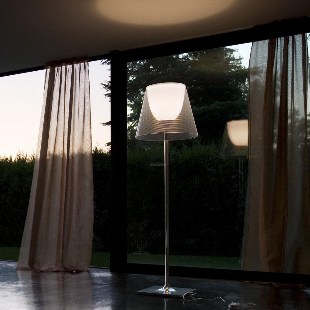 Chrome Prism Floor Lamp ∅ 15.7″ - Art Glass-1-Luxehomezone
