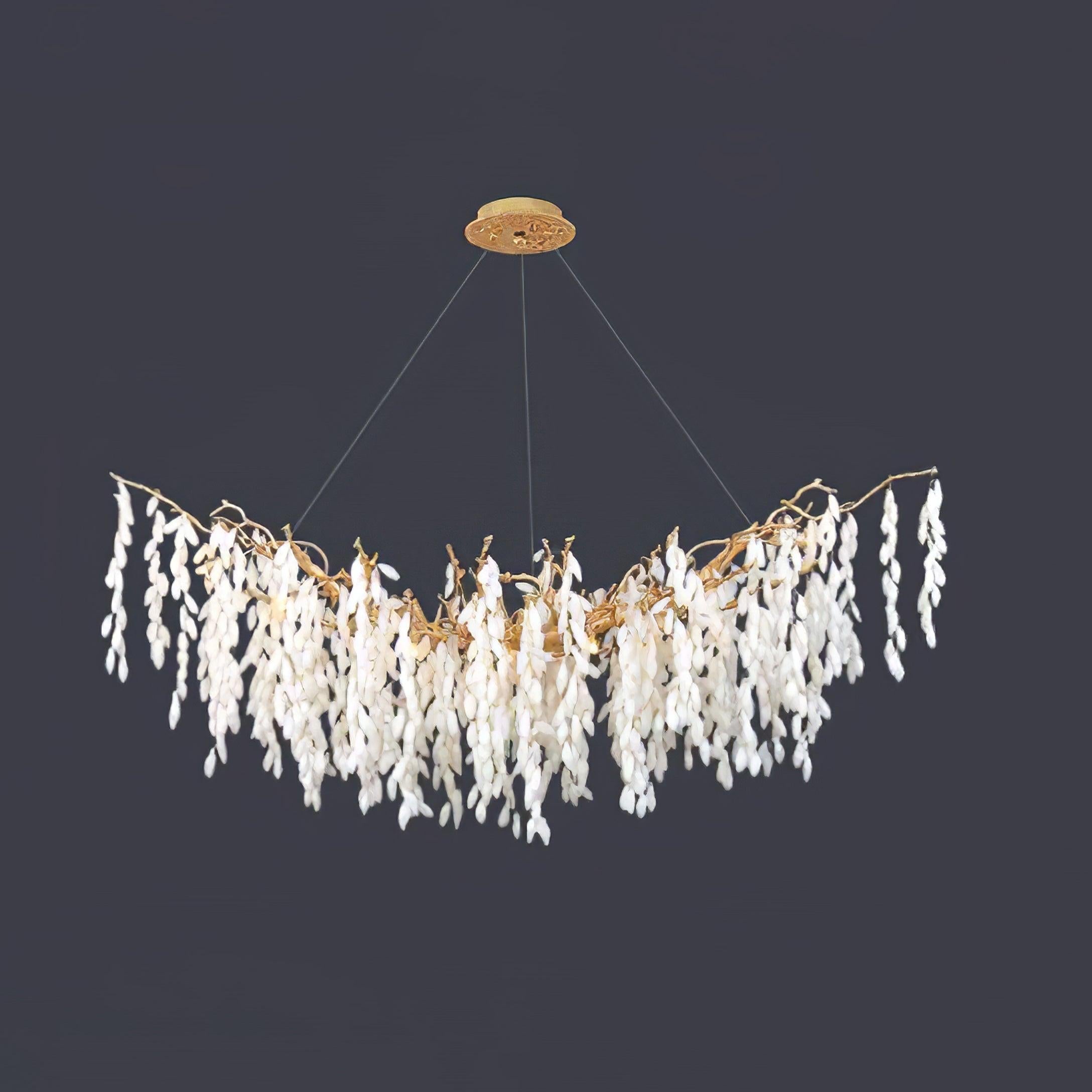 White Jade Branch Brass Round Chandelier - Branch-1-Luxehomezone