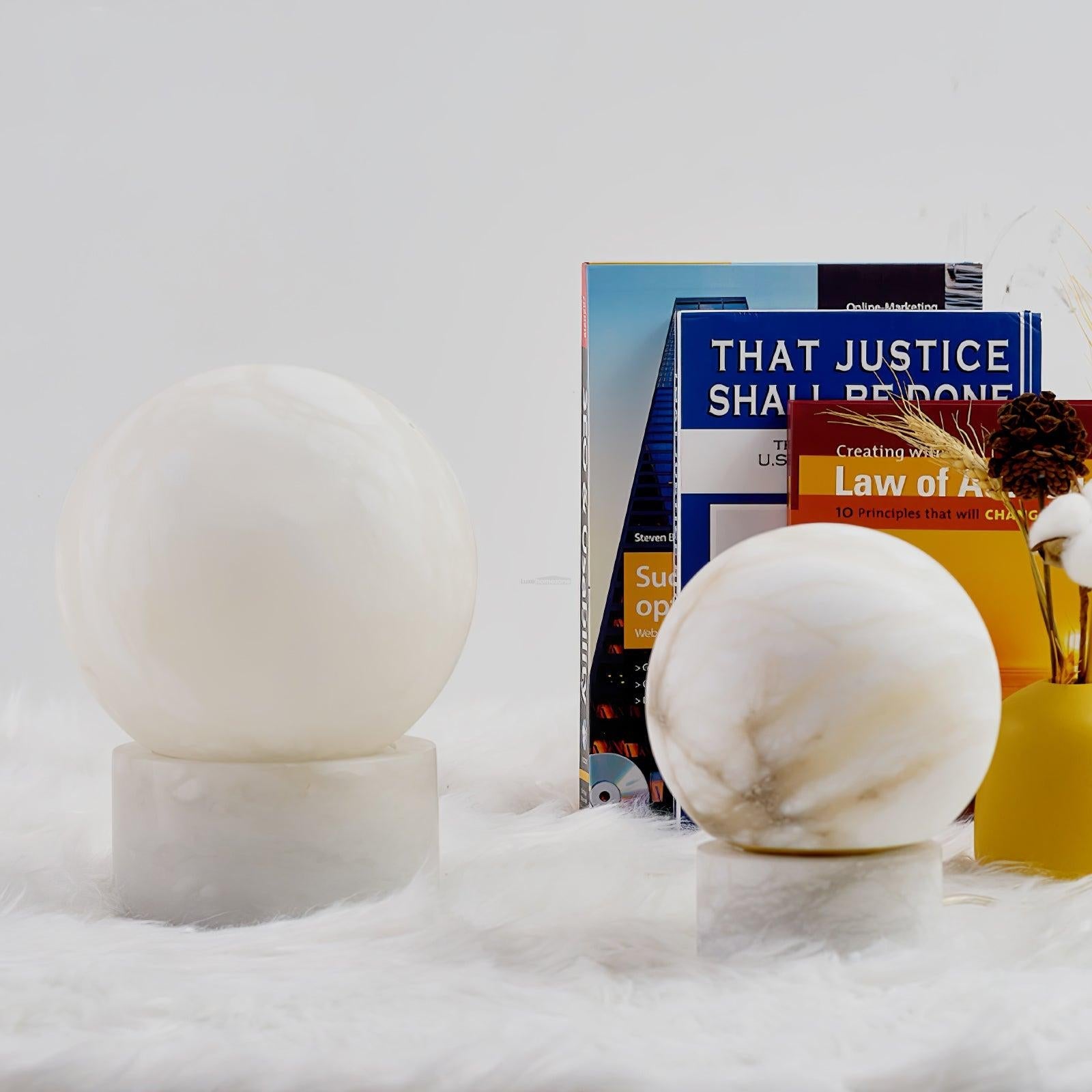 Marble Ball Table Lamp - Alabaster-1-Luxehomezone