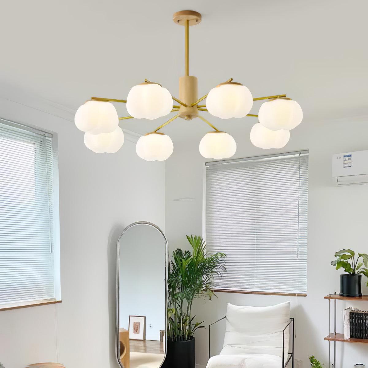 Wooden Cotton Balls Chandelier with 5/8 lamps - Zahara-1-Luxehomezone