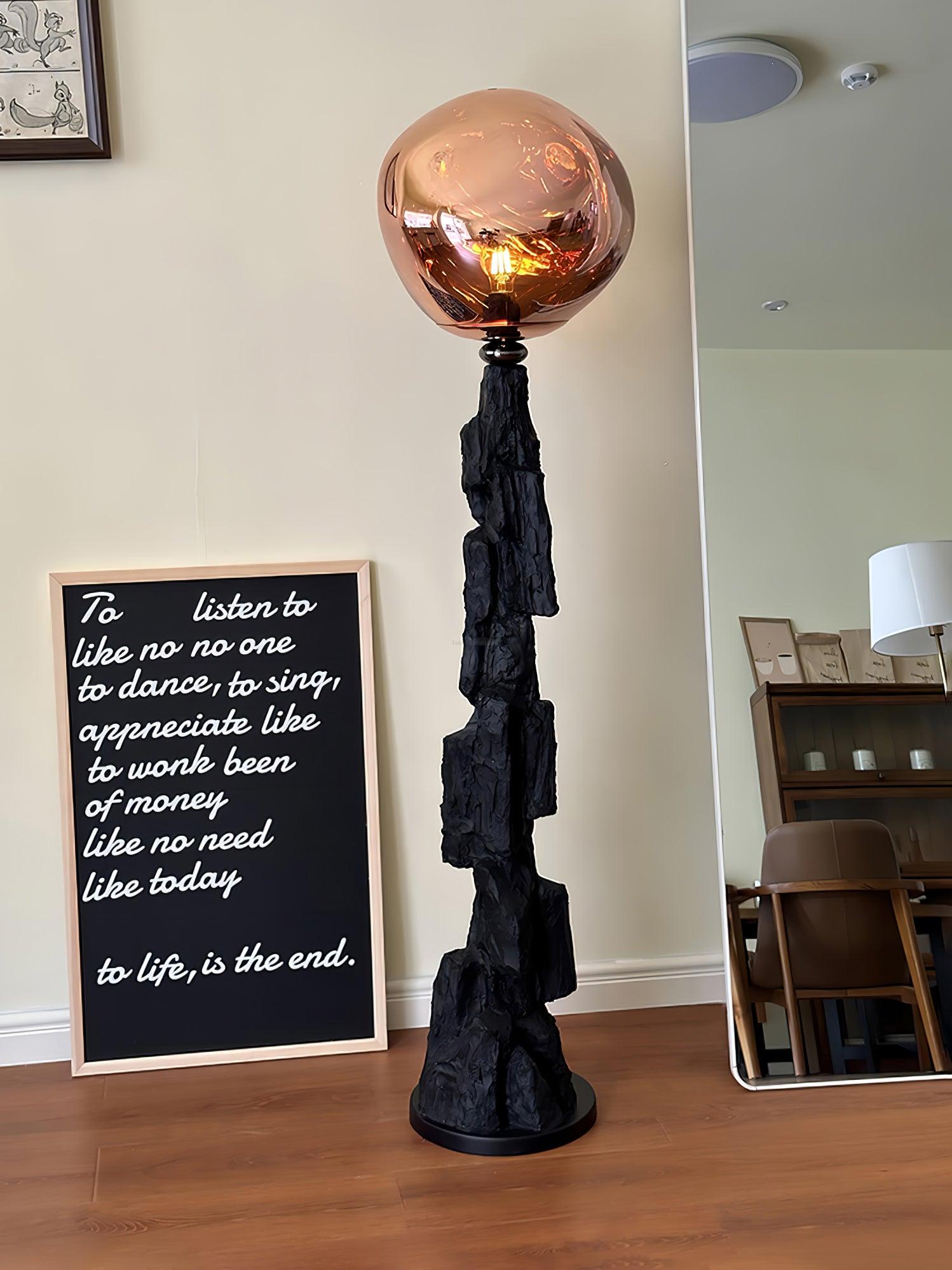 Lava Floor Lamp with Charcoal Color - Black  & Rose gold, Lava-1-Luxehomezone