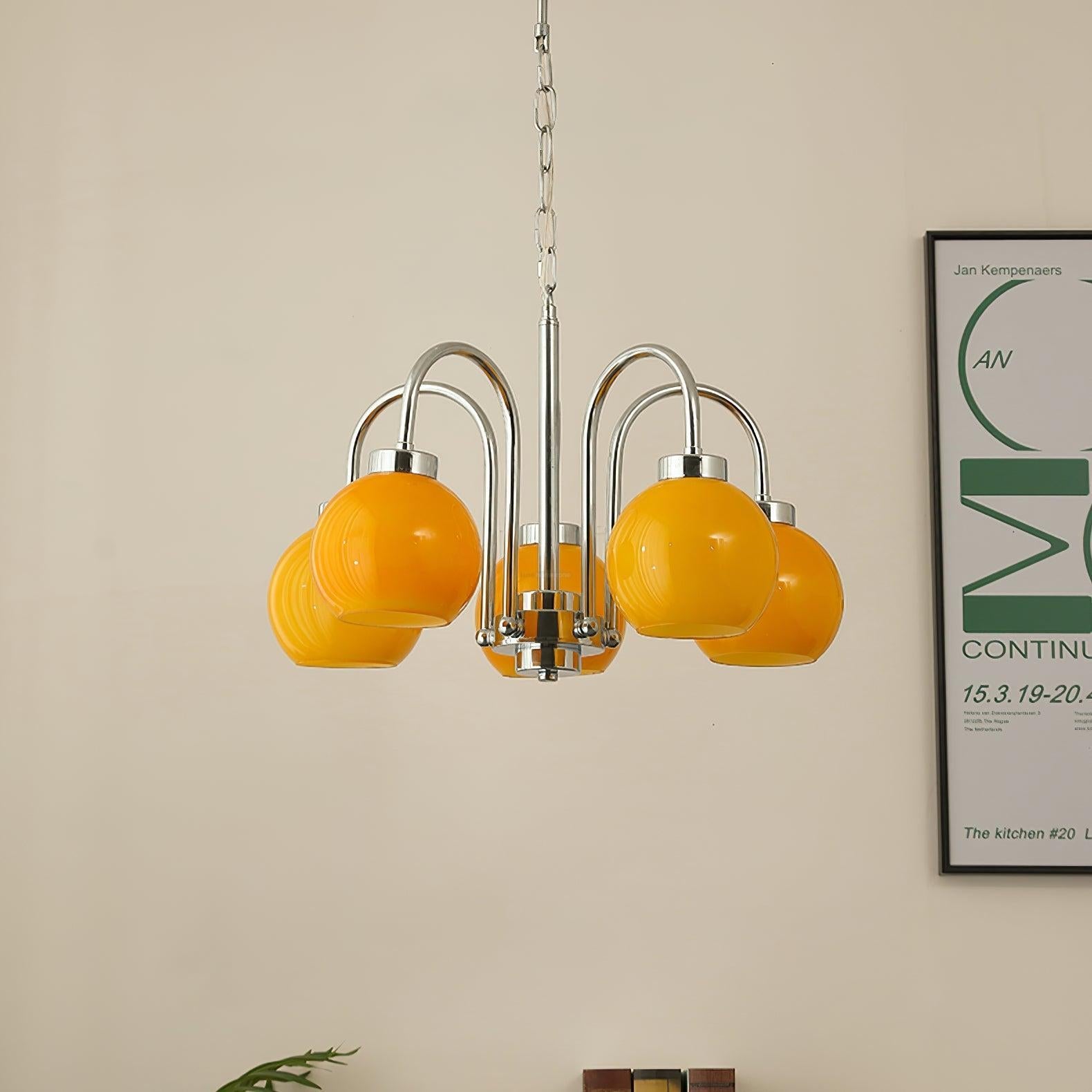 Loa Chandeliers with 3/4/5 heads - Glass Chandelier, Persimmon-1-Luxehomezone