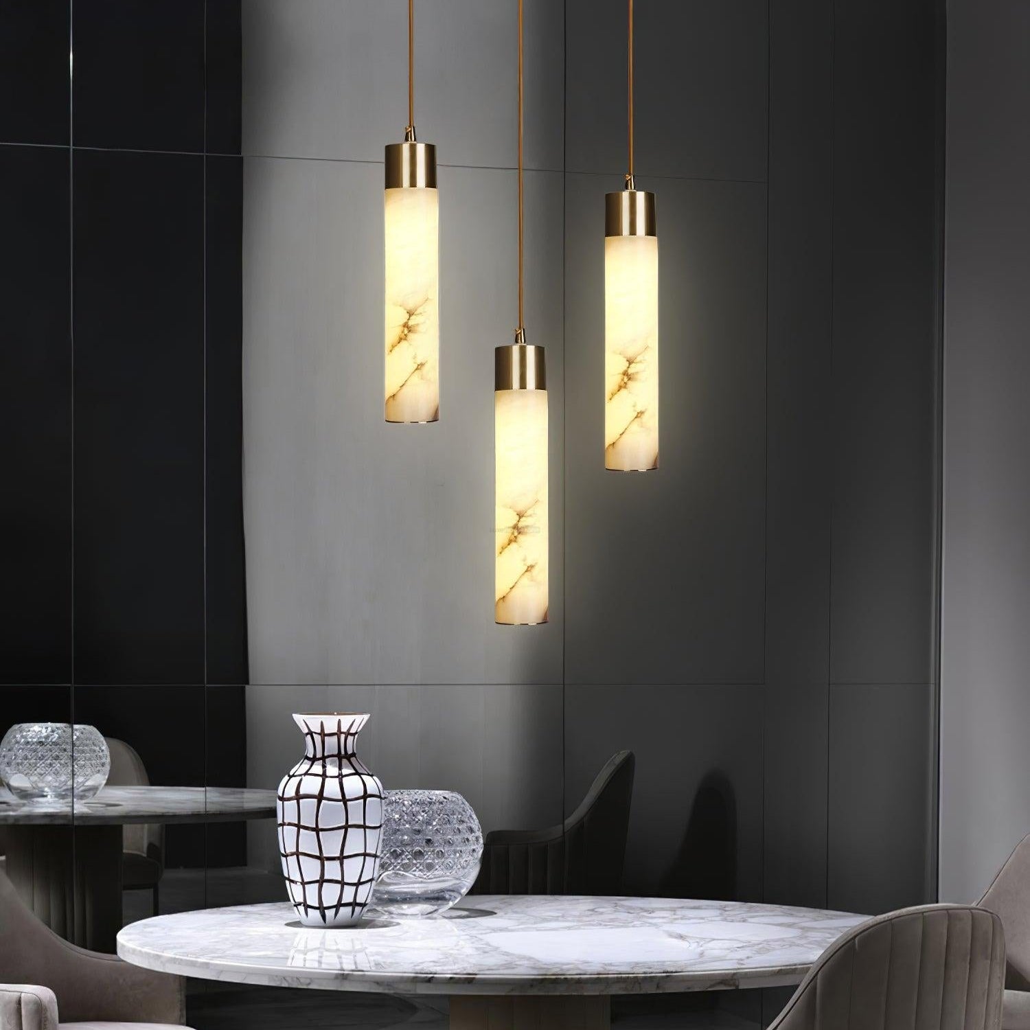 Tala Brass Alabaster Pendant Light - Alabaster, Alabaster Pendant-1-Luxehomezone