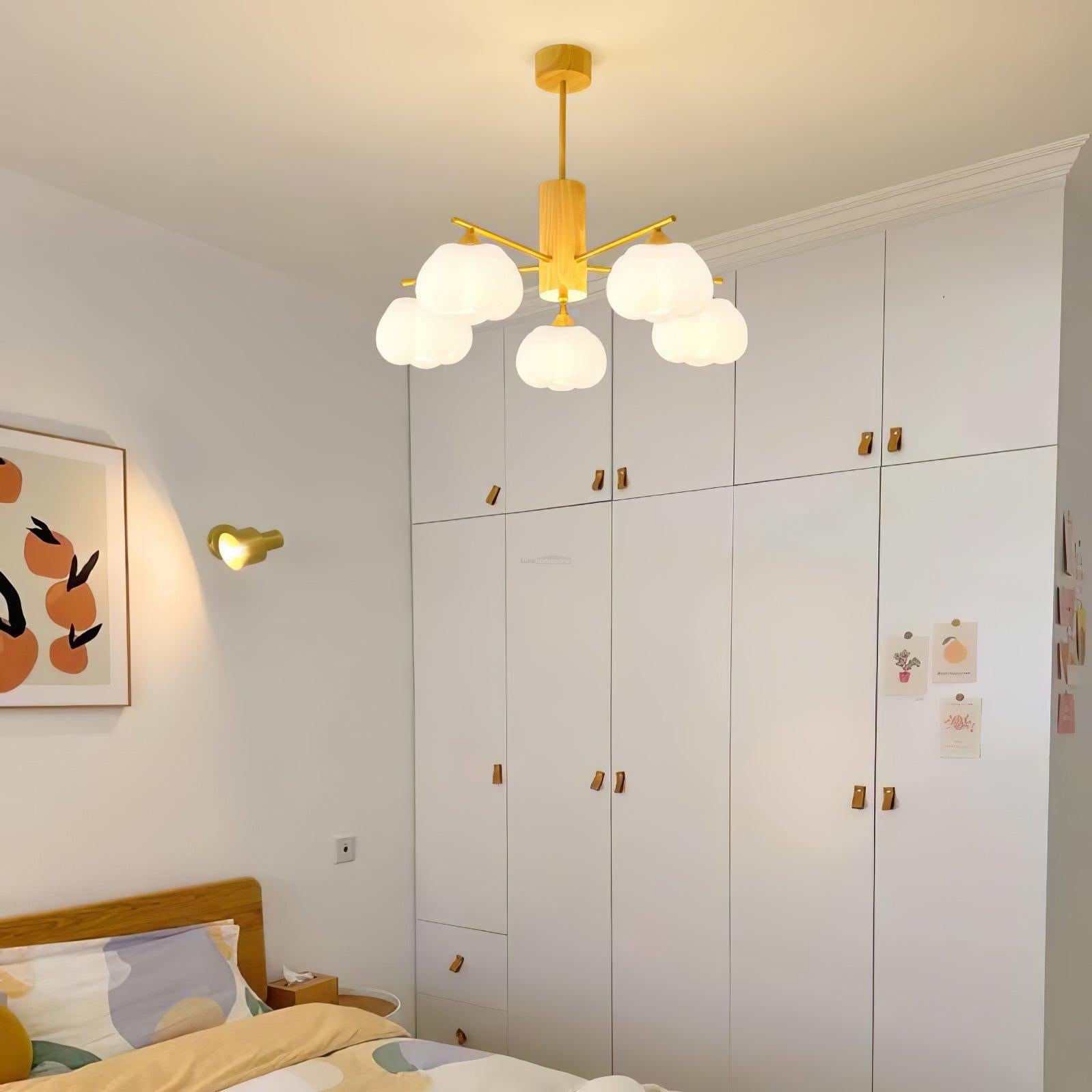 Wooden Cotton Balls Chandelier with 5/8 lamps - Zahara-1-Luxehomezone