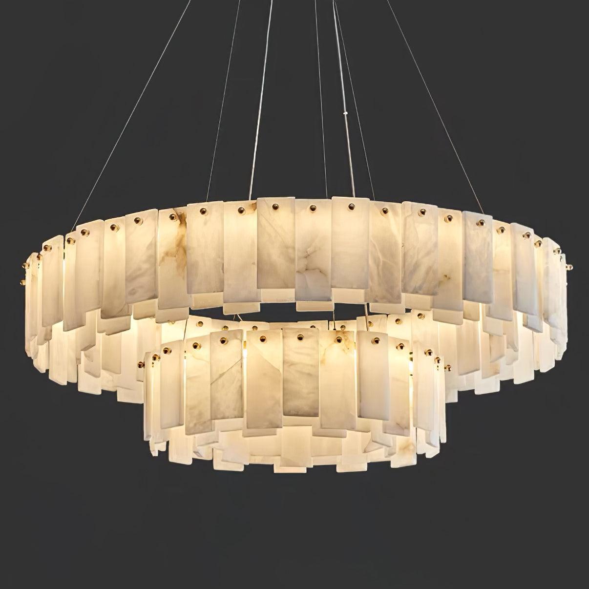Celestial Alabaster Round/Square Chandelier - Alabaster, Alabaster Chandelier-1-Luxehomezone