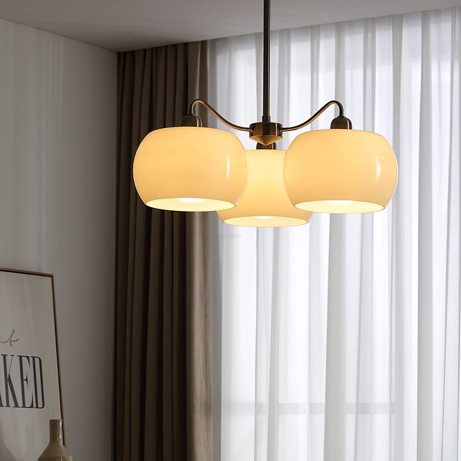 Nickel Glass Persimmon Chandelier with 3/5 heads - Glass Chandelier, Optimized, Persimmon-1-Luxehomezone