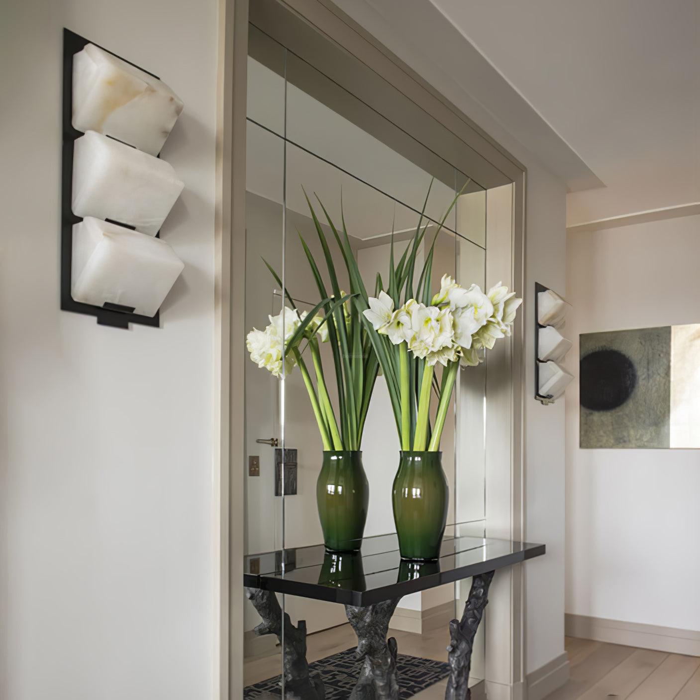 Alabaster Staircase Wall Sconce - Alabaster, Alabaster Wall Lamp-1-Luxehomezone