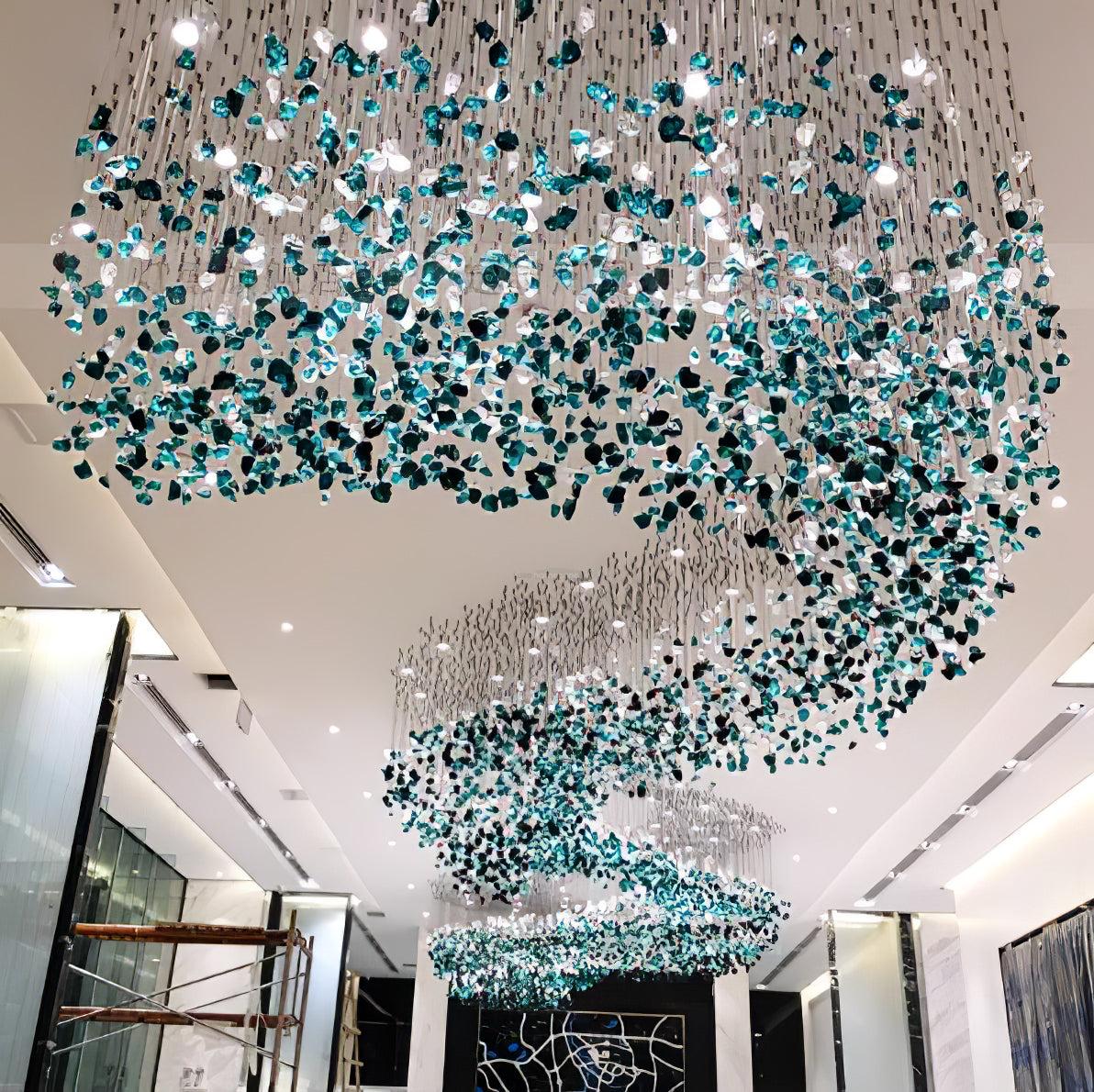 Multicolor Crystal Stone Round/Long canopy Chandelier - Helia-1-Luxehomezone