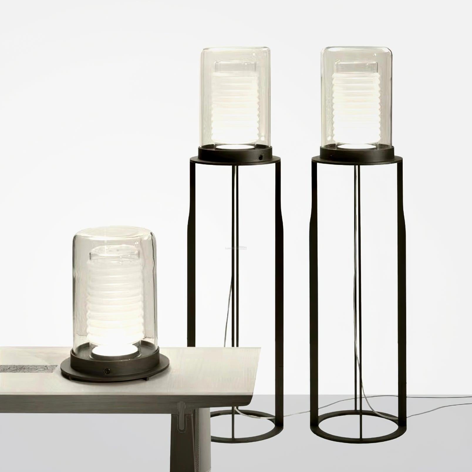 Dual Cylinder Glass Floor Lamp ∅ 12.6″ - Luxehomezone
