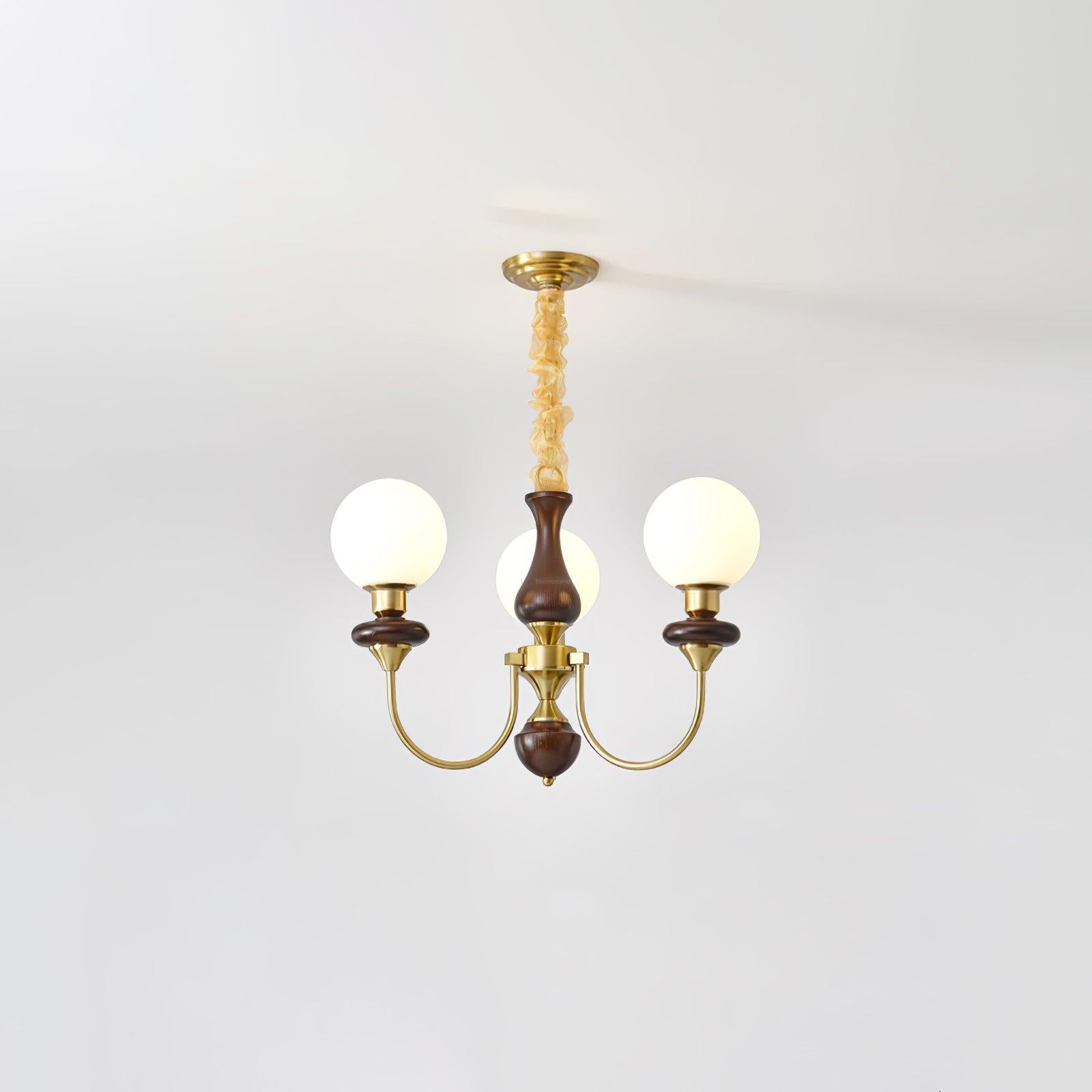 Walnut Brass Chandelier with 3/6/8 lamps - Bend, Marshmallow Chandelier-1-Luxehomezone
