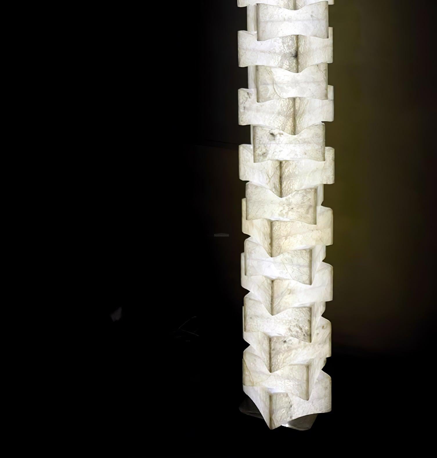 Stacked Alabaster Squares Floor Lamp - Alabaster-1-Luxehomezone