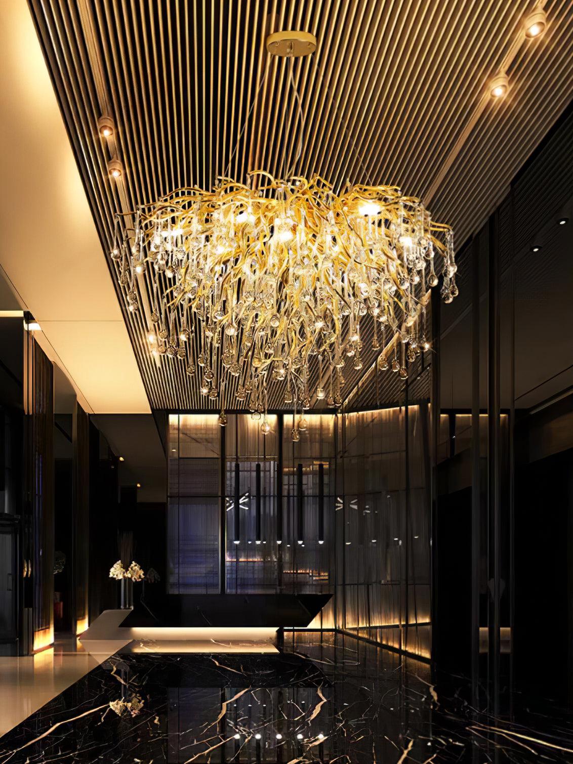 Teardrop Style Crystal Chandelier - Crystals, Gold & Clear crystal-1-Luxehomezone
