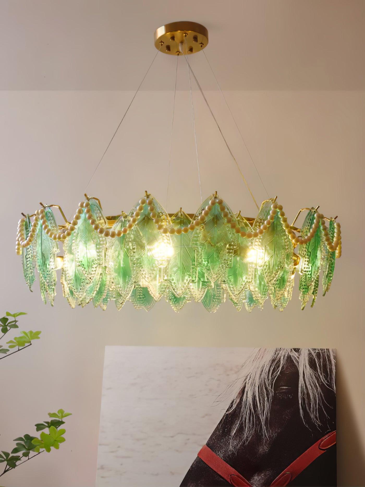 Maple Leaf Type Glass Chandelier - Cylinder-1-Luxehomezone
