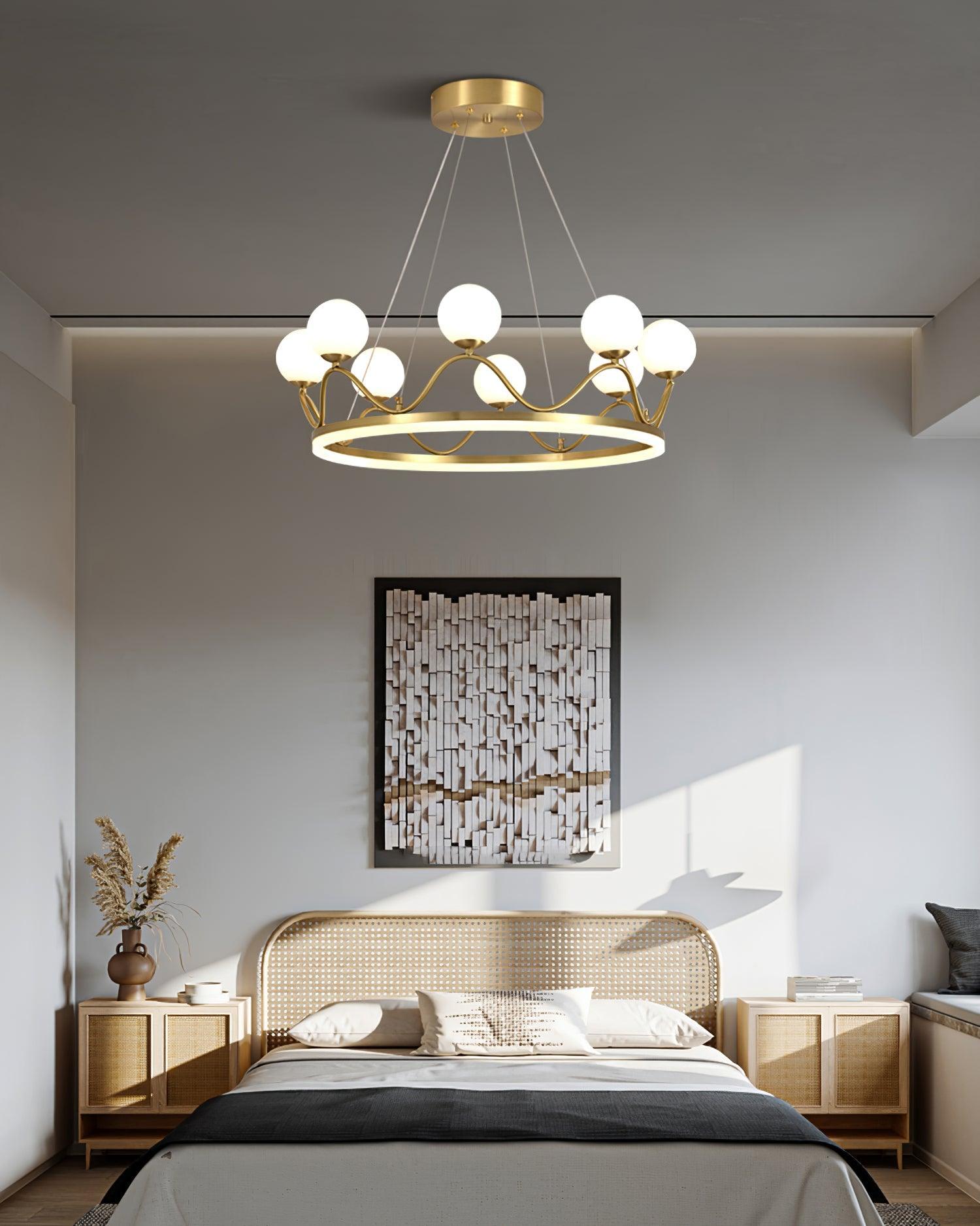 Crown Brass Round Chandelier - Bend-1-Luxehomezone