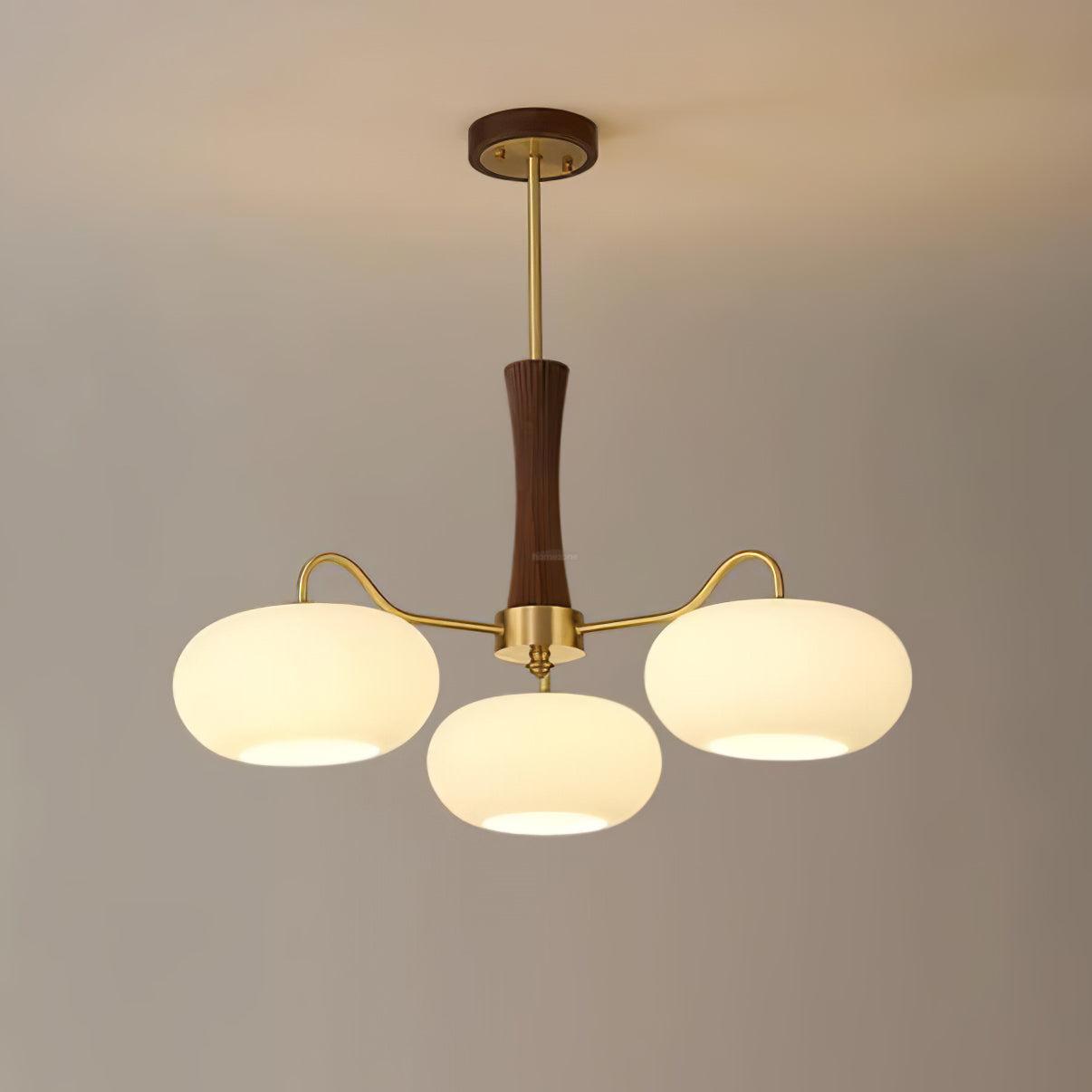 Brass Wooden Persimmon Ceiling Light For Living Room - Glass Chandelier, Persimmon, Semi Flush Mounts-1-Luxehomezone