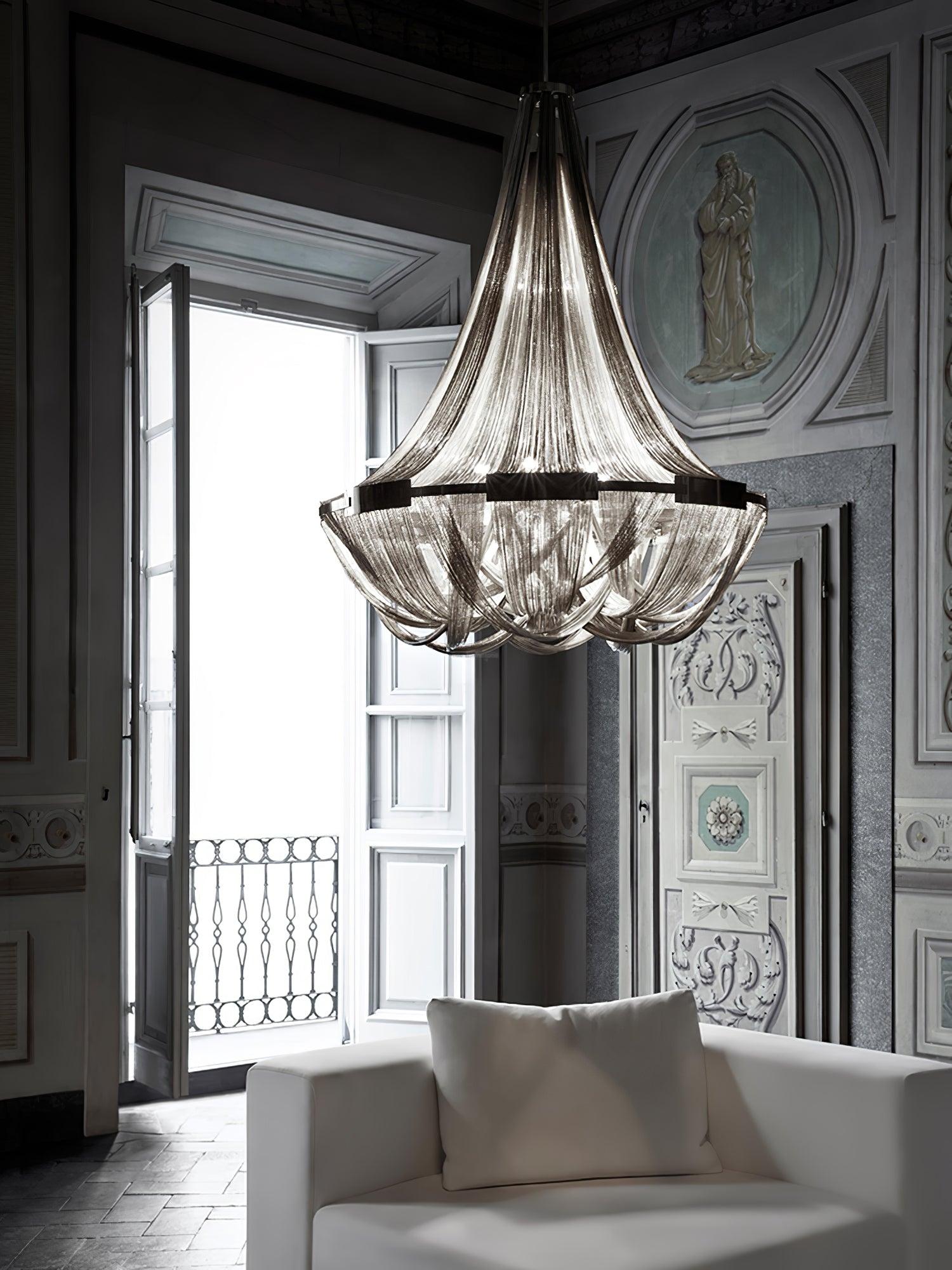 Tassel Aluminum Chain Chandelier ∅ 23.6″ - Tassel-1-Luxehomezone