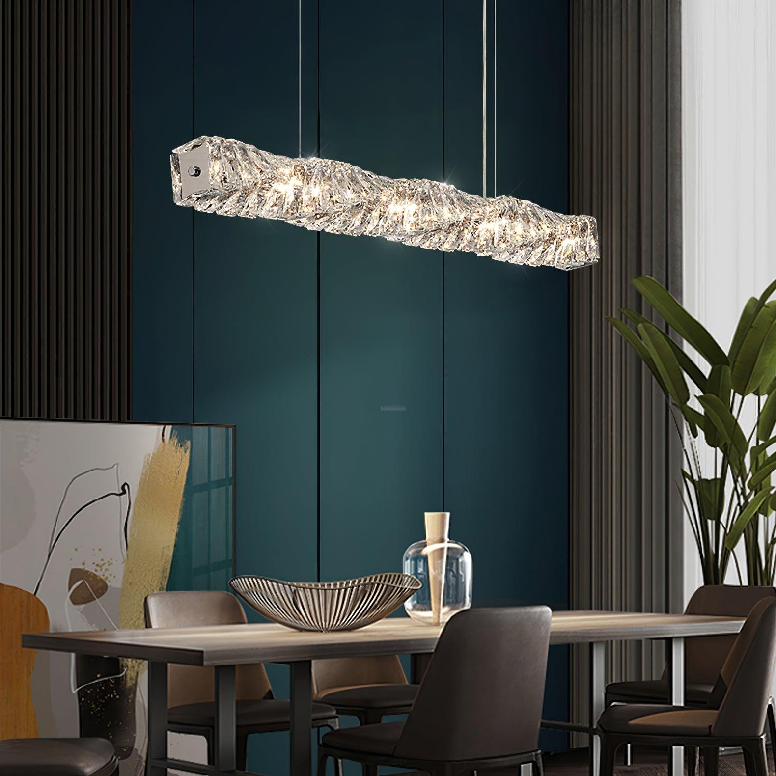Long Crystal  Linear Pendant Light - Bar-1-Luxehomezone