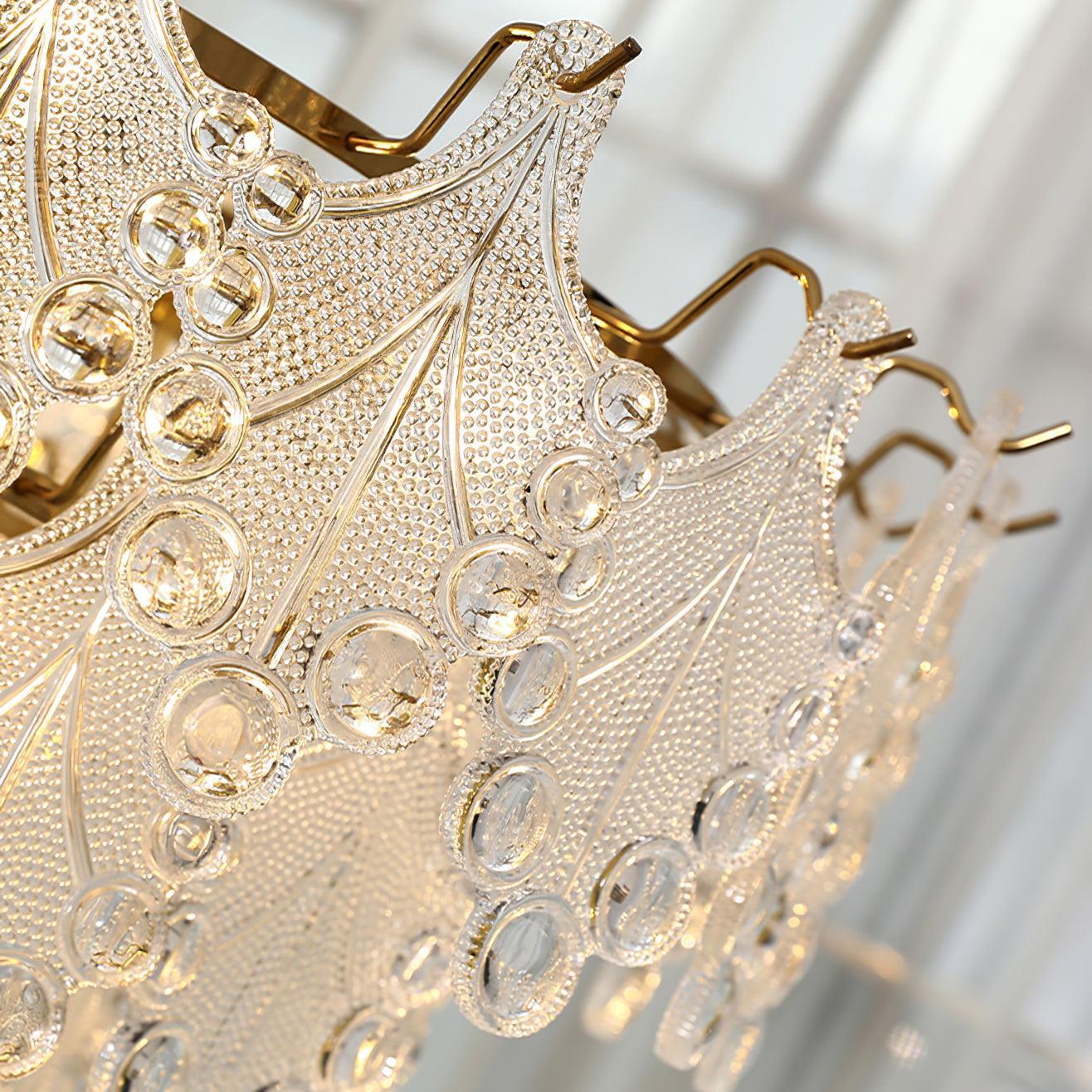 Tiered Carved Glass Chandelier Φ 15.7″ - Luxehomezone