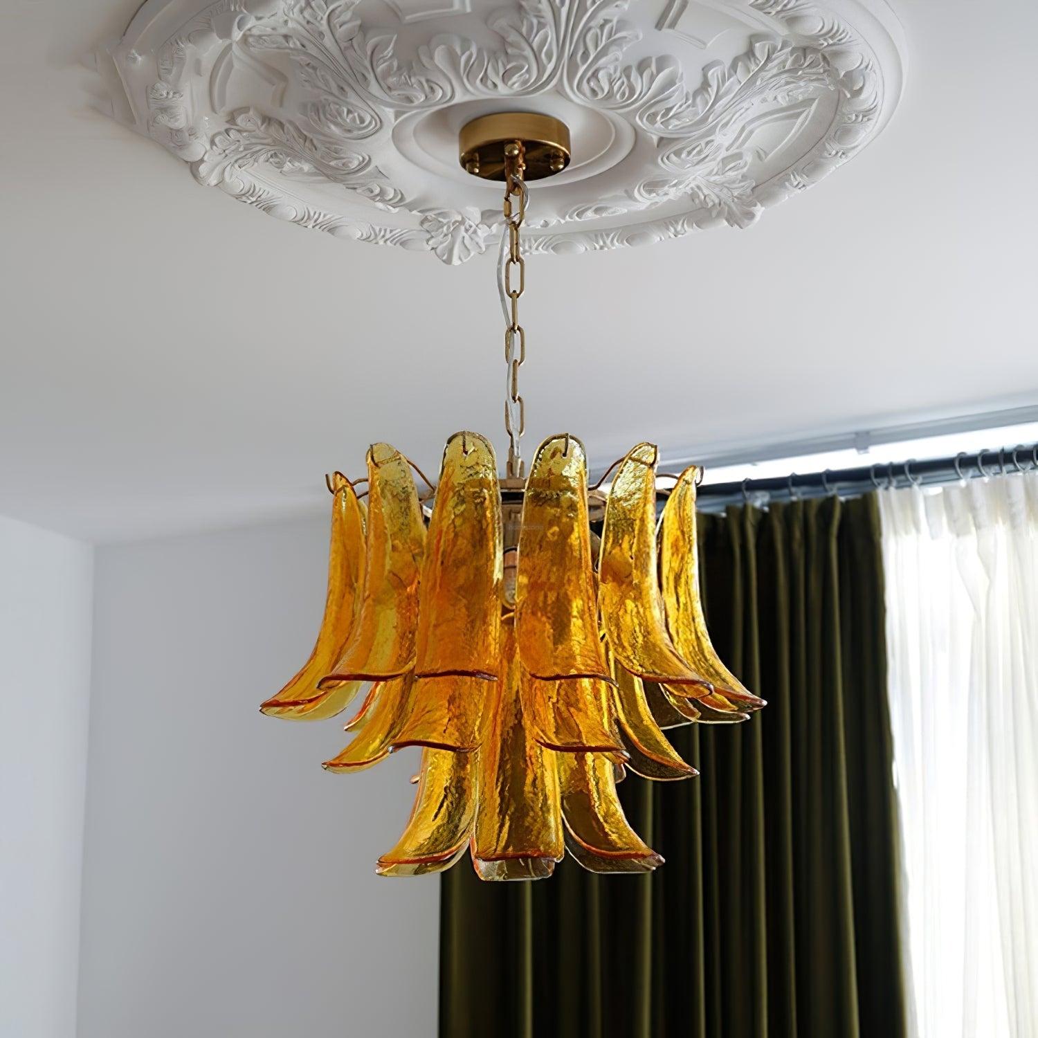 Glass Leaf Cascade Chandelier with 3/4 layer - Luxehomezone