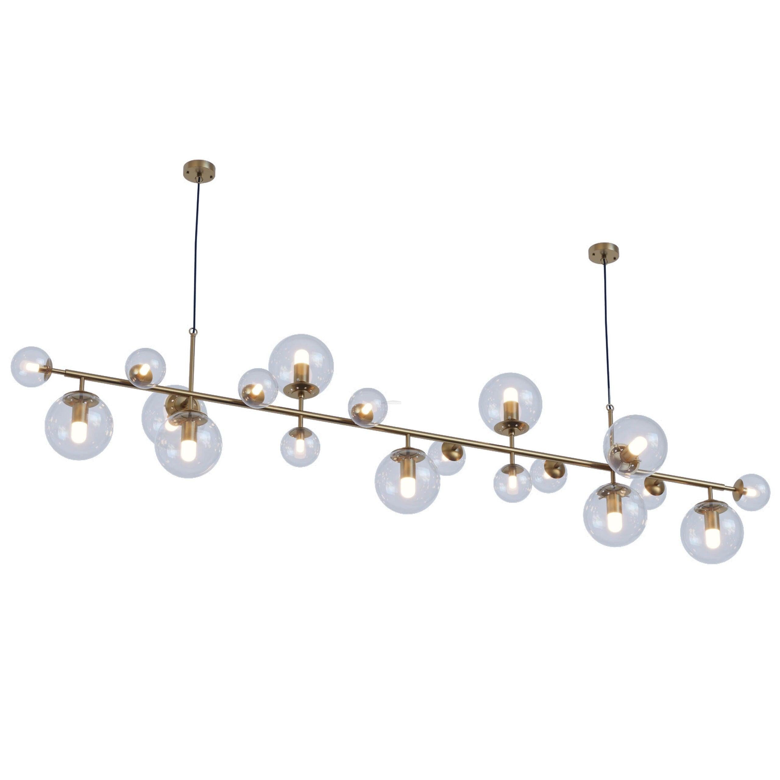 Brass Glass Globe Linear Chandelier - Hailey-1-Luxehomezone