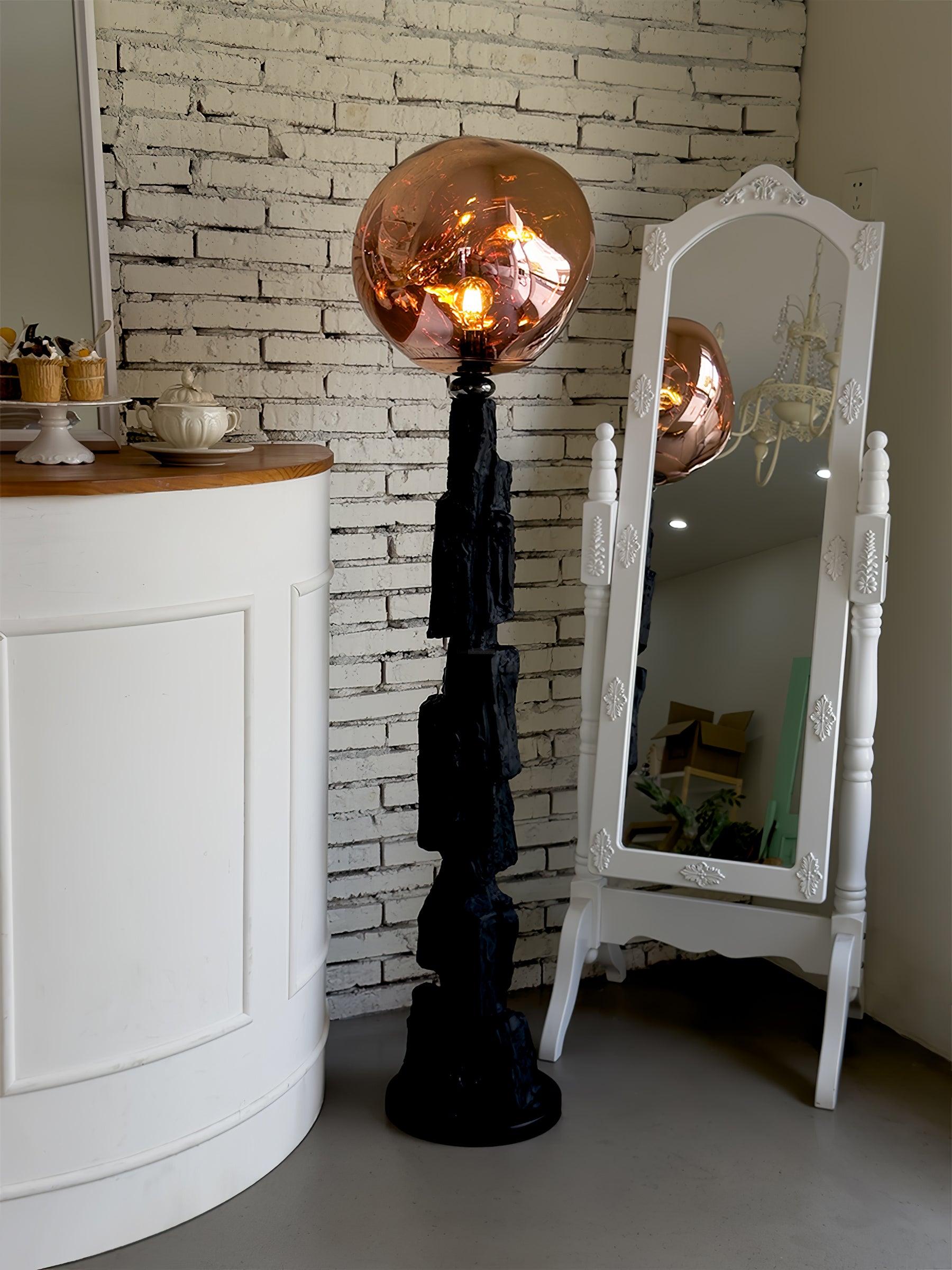 Lava Floor Lamp with Charcoal Color - Black  & Rose gold, Lava-1-Luxehomezone