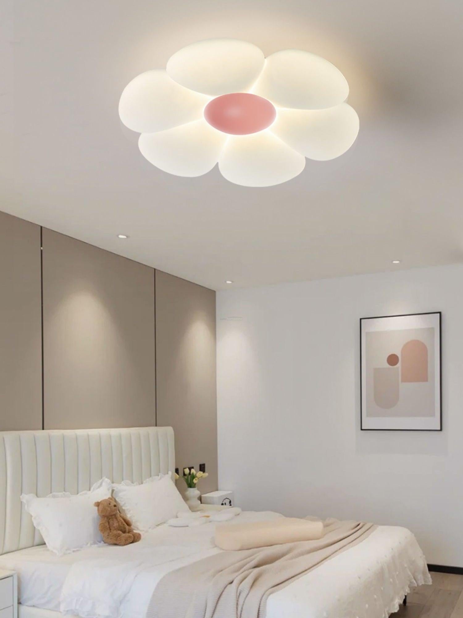 Six-leaf Flower Kids Room Ceiling Lamp  ∅ 19.7″ - Candy, Flush Mounts, Green, Pink, White, Yellow-1-Luxehomezone