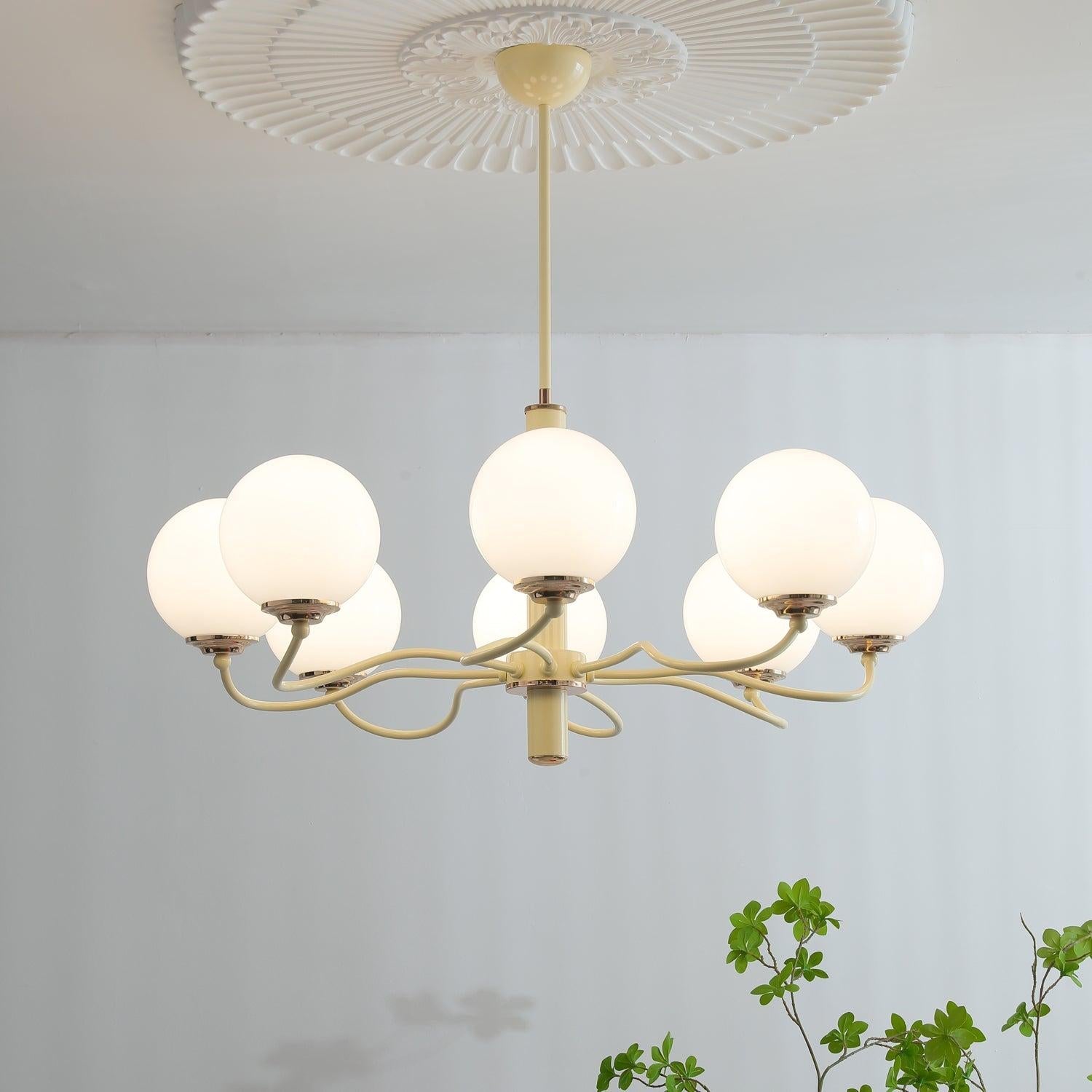 Radiant Globe Chandelier with 3/6/8 heads - Bend, Marshmallow Chandelier-1-Luxehomezone